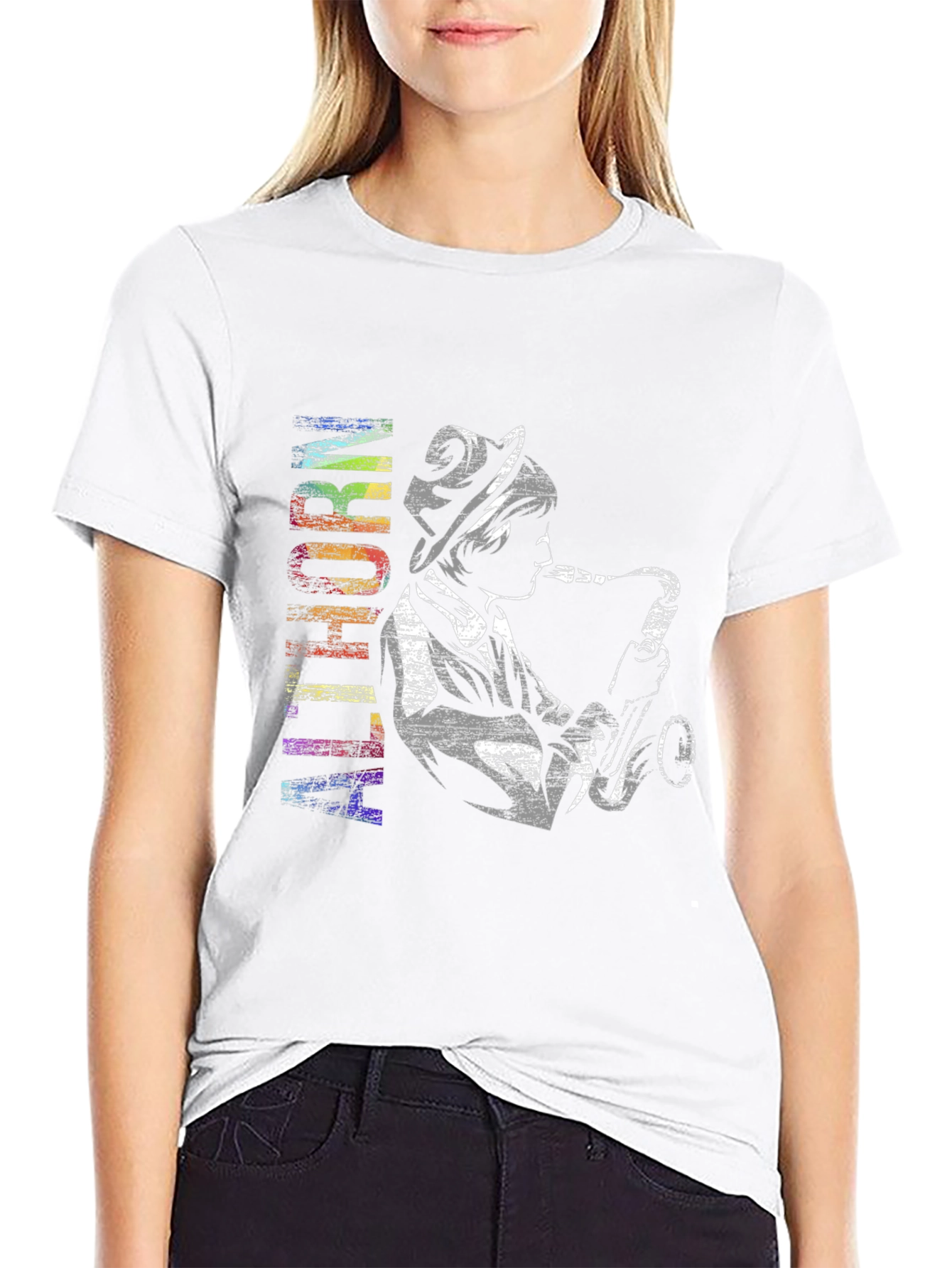Jazz Musician Graphic Tee - Black Cotton T-Shirt