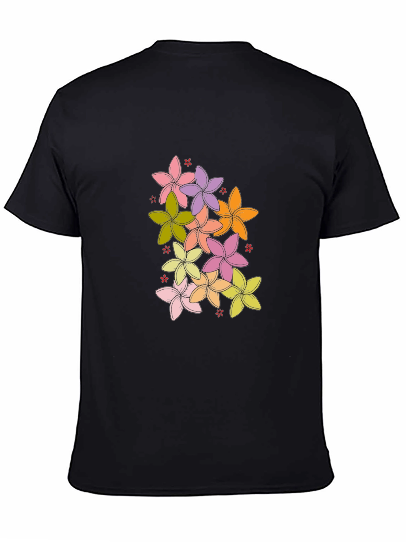 Floral Print Black T-Shirt - Casual Comfort