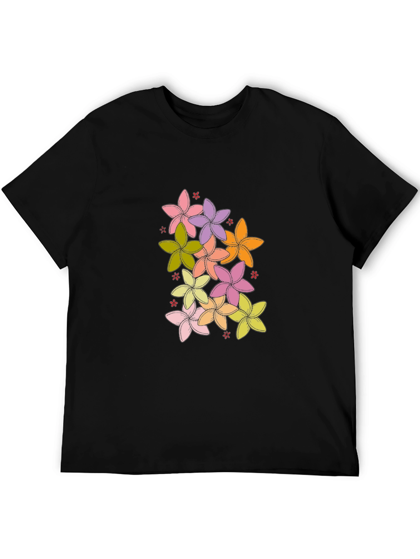 Floral Print Black T-Shirt - Casual Comfort