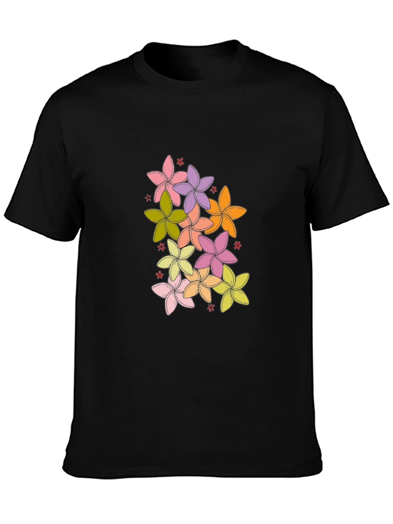 Floral Print Black T-Shirt - Casual Comfort