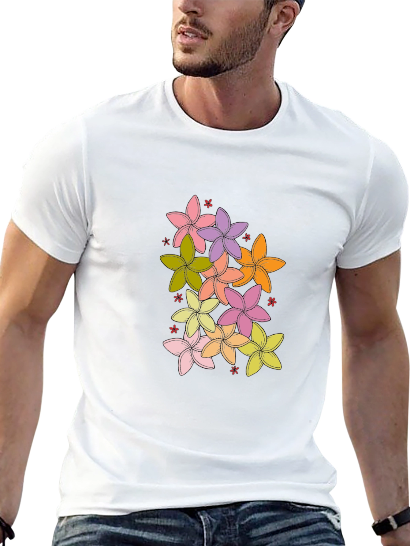 Floral Print Black T-Shirt - Casual Comfort