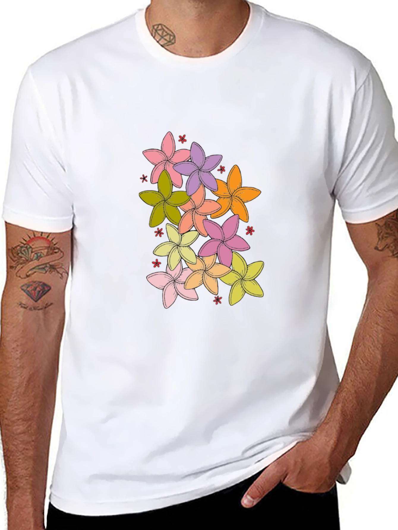 Floral Print Black T-Shirt - Casual Comfort