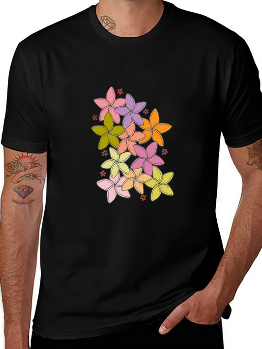 Floral Print Black T-Shirt - Casual Comfort