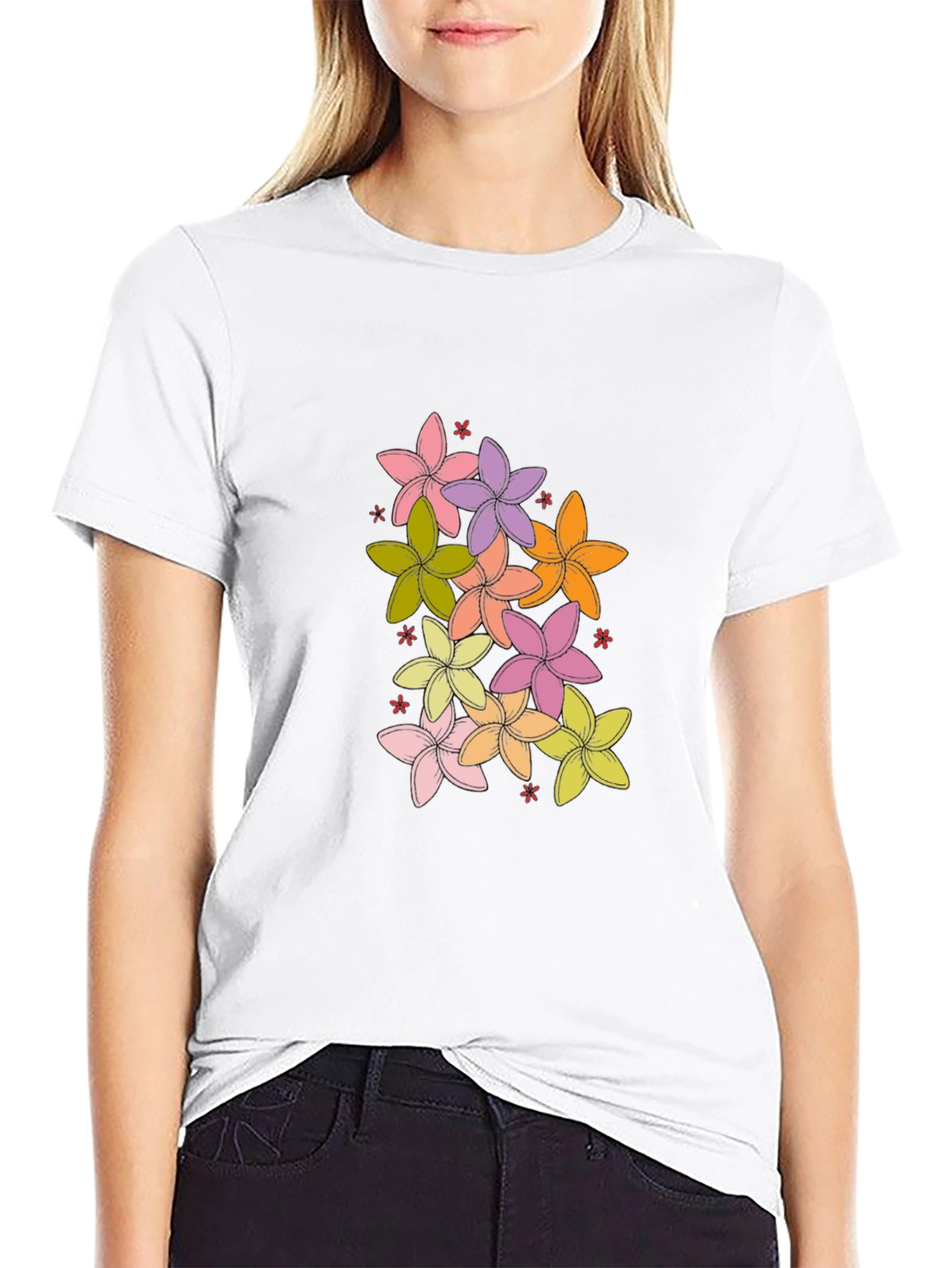 Floral Print Black T-Shirt - Casual Comfort