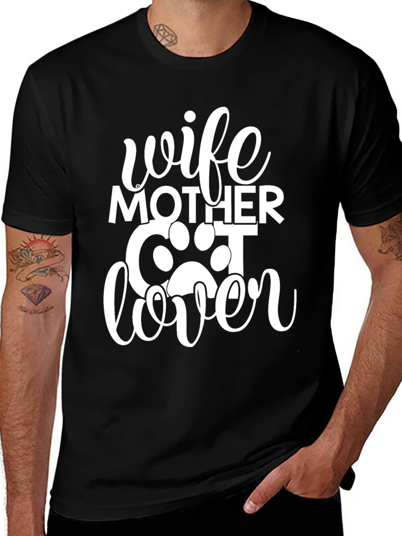 Wife Mother Cat Lover Graphic T-Shirt