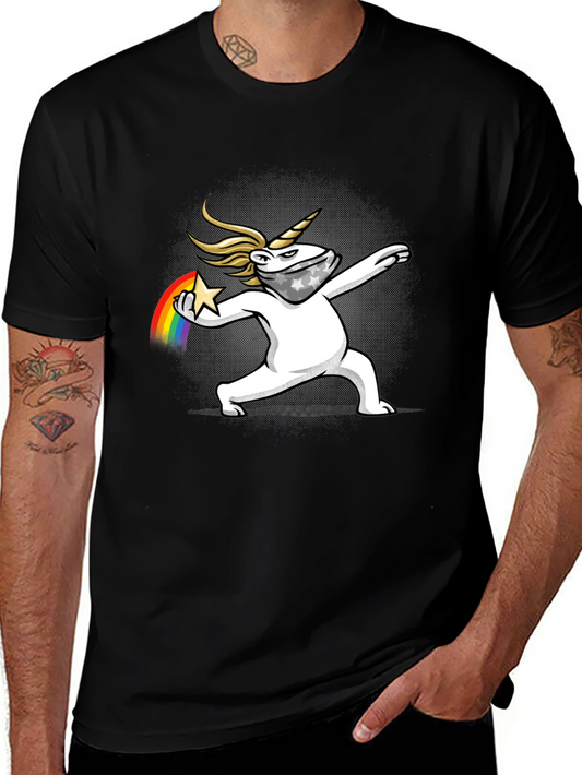 Unicorn Dab Rainbow Star T-Shirt - Quirky Graphic Tee