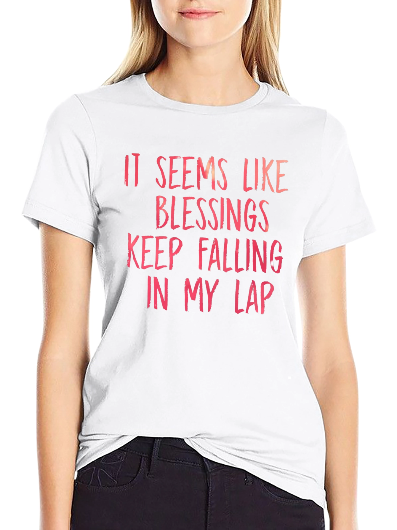 Blessings Falling T-Shirt - Black Crew Neck