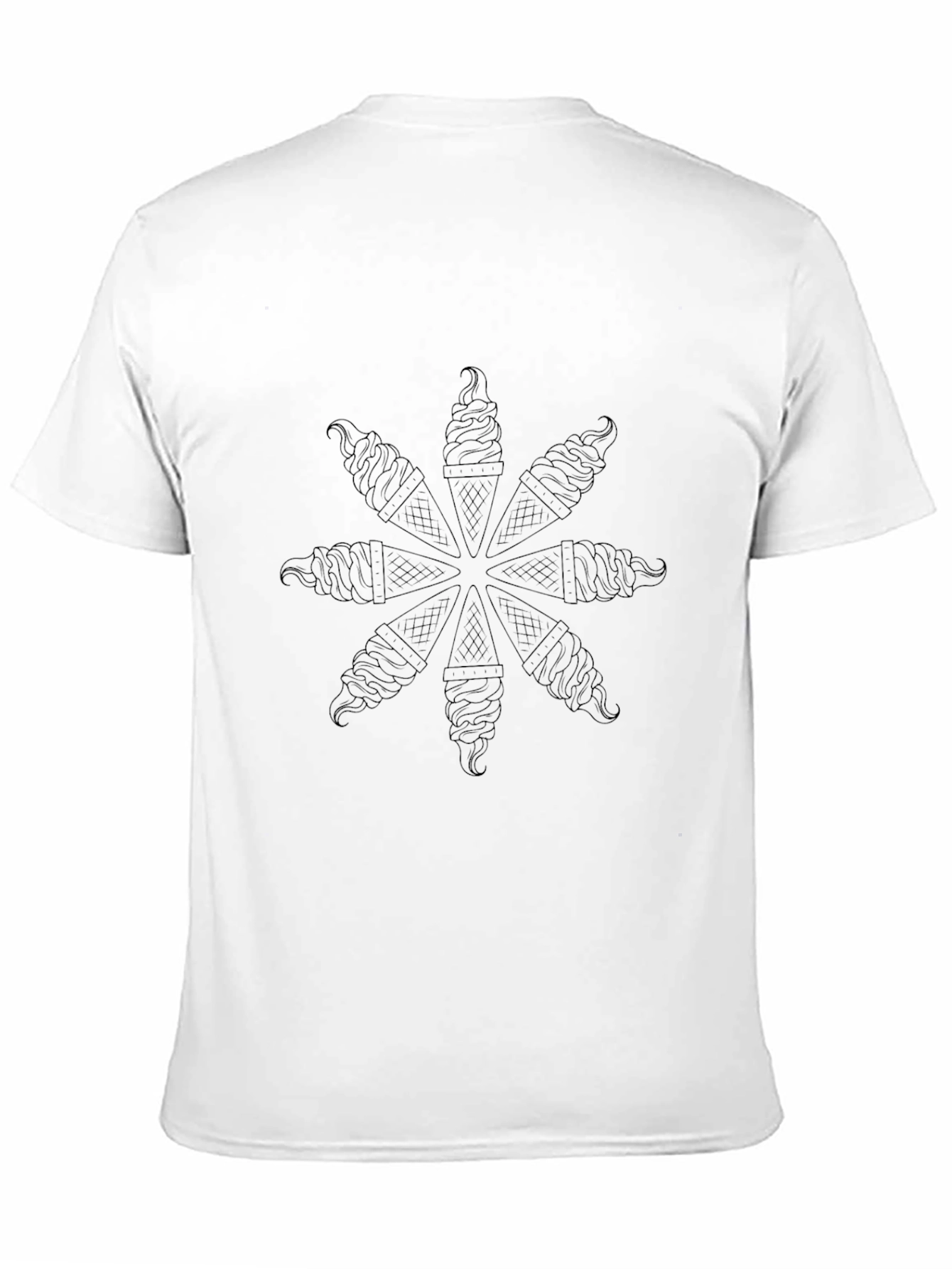 Black T-Shirt with Ice Cream Cone Pattern