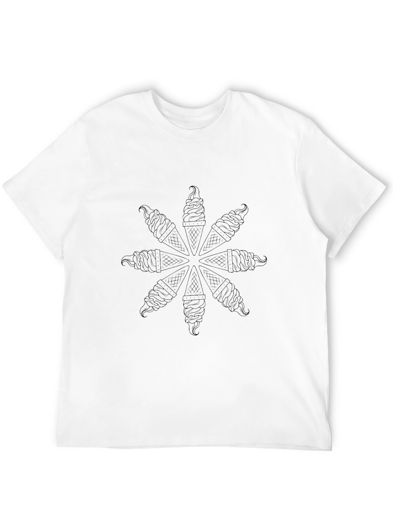 Black T-Shirt with Ice Cream Cone Pattern