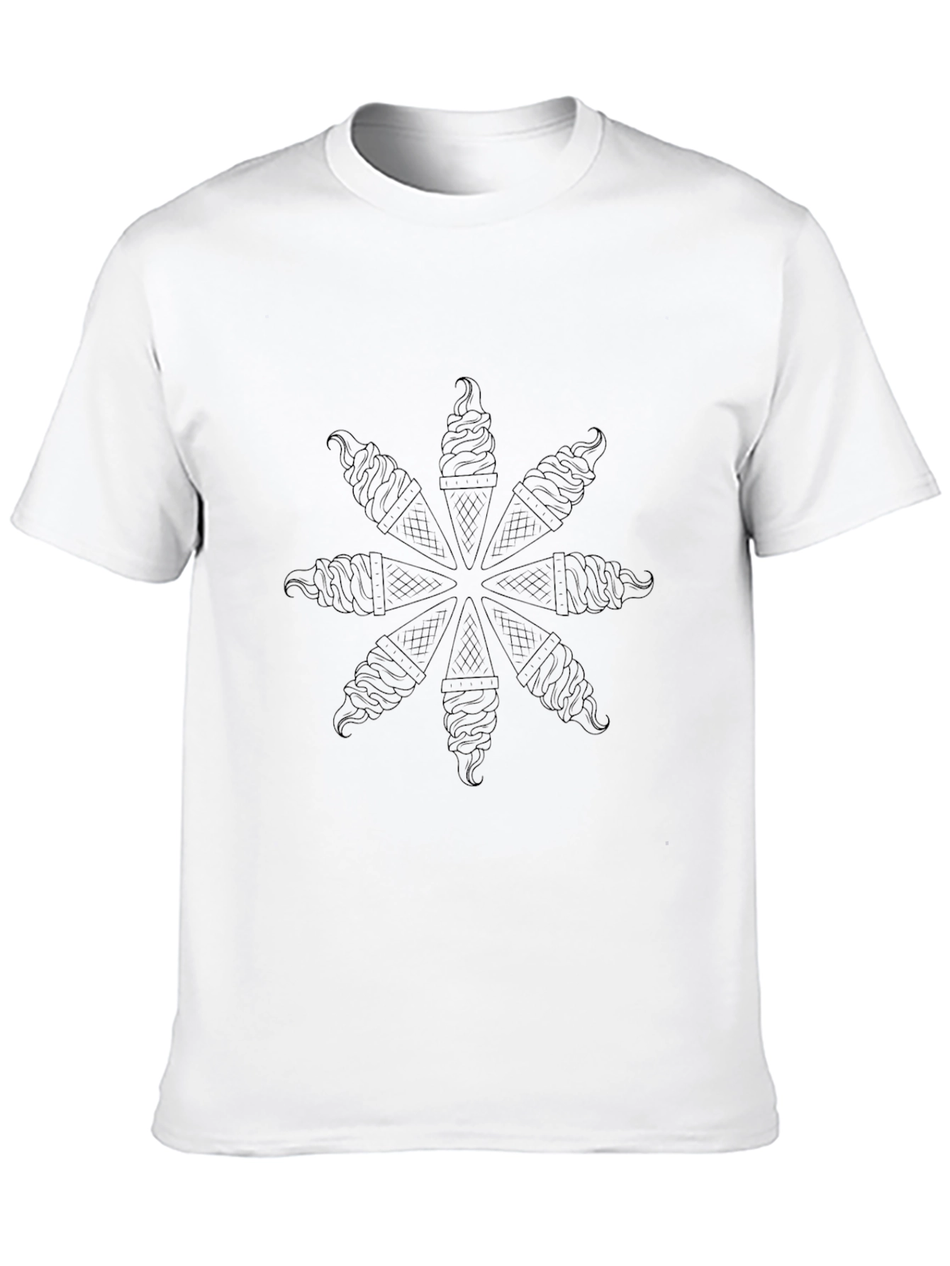 Black T-Shirt with Ice Cream Cone Pattern
