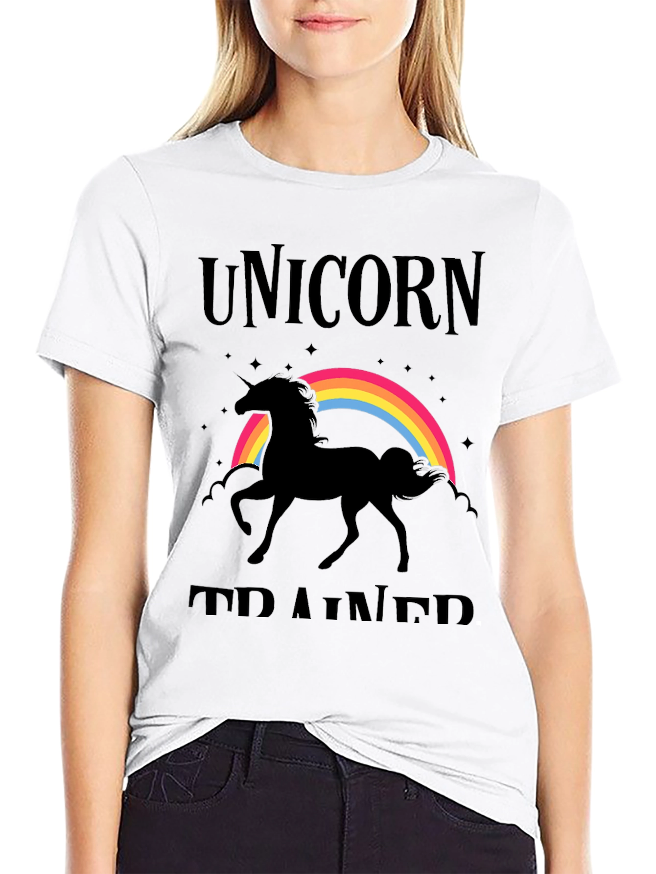 Unicorn Trainer Graphic T-Shirt - Black
