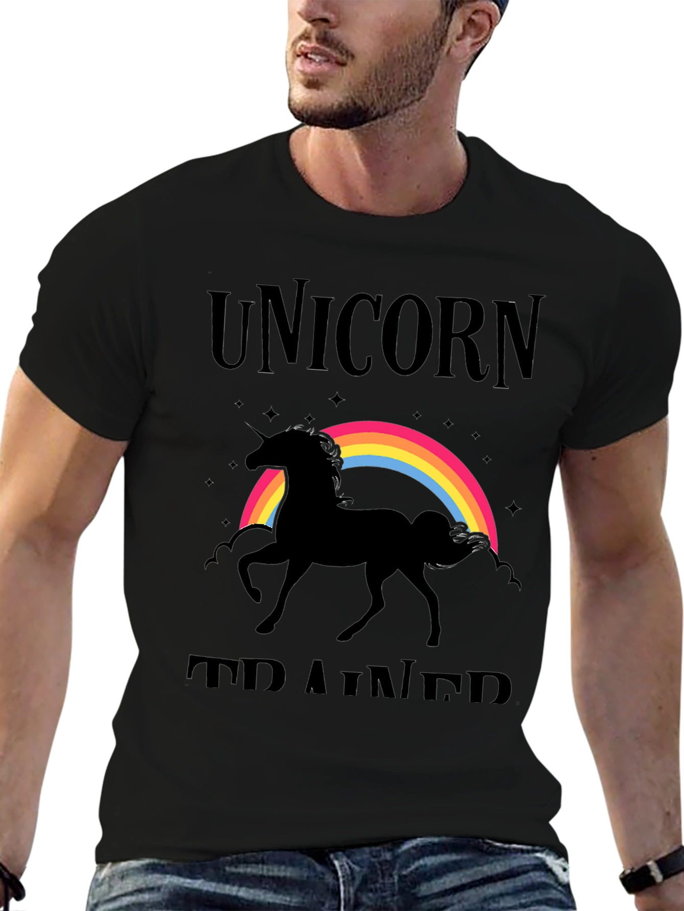 Unicorn Trainer Graphic T-Shirt - Black