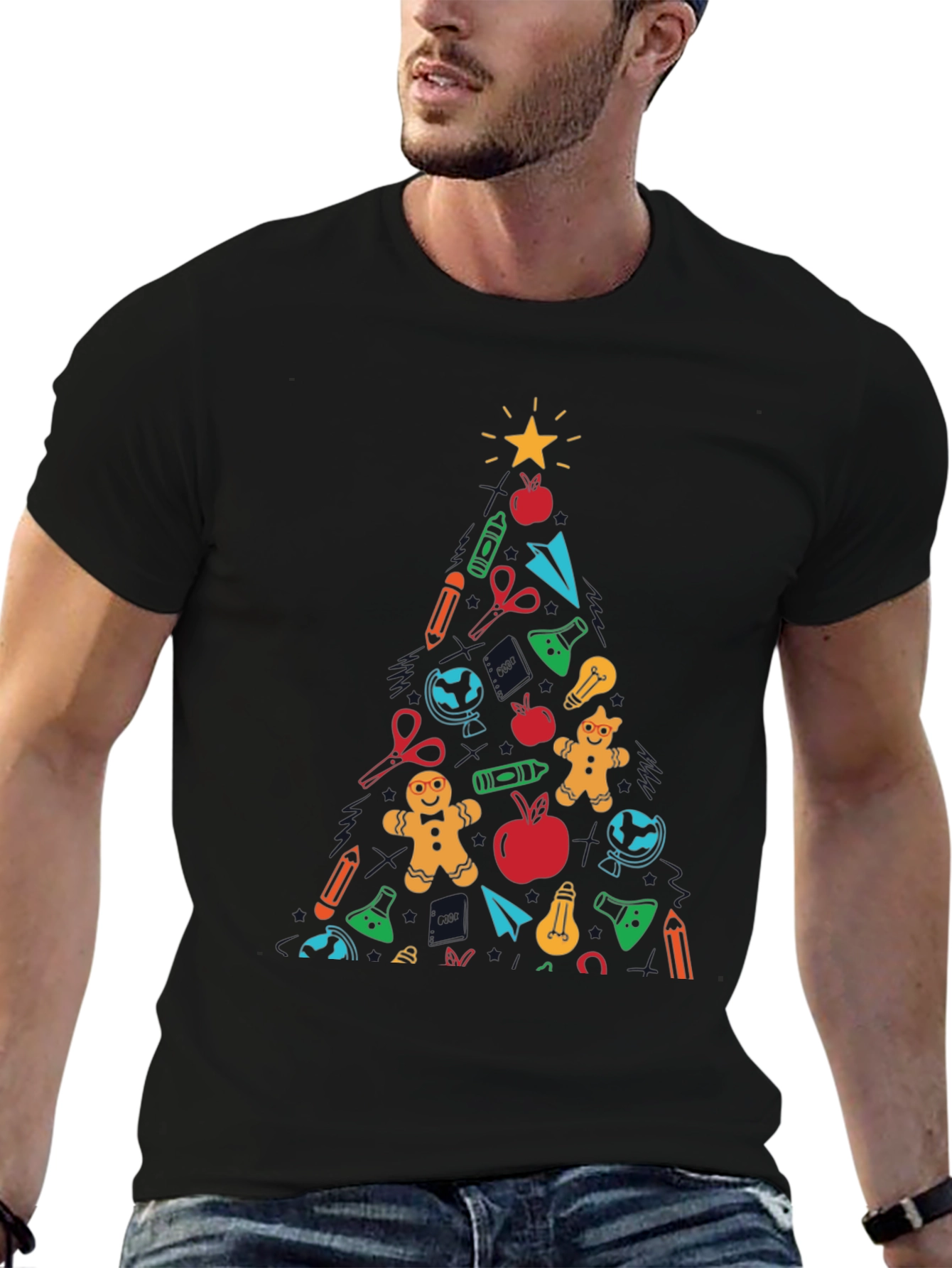 Festive Teacher Christmas Tree Graphic Tee