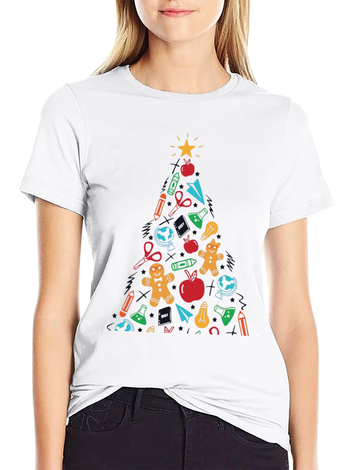 Festive Teacher Christmas Tree Graphic Tee