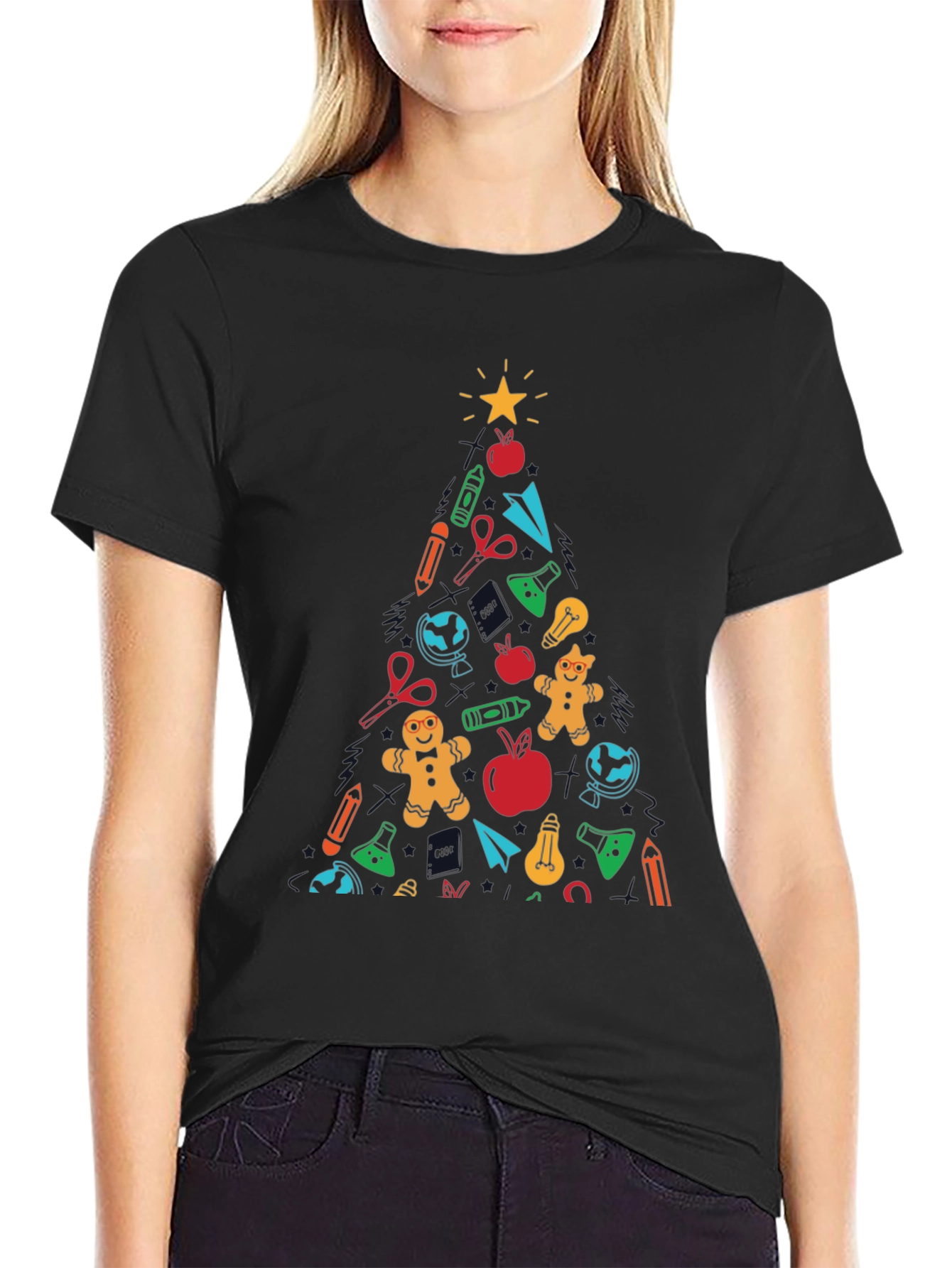 Festive Teacher Christmas Tree Graphic Tee