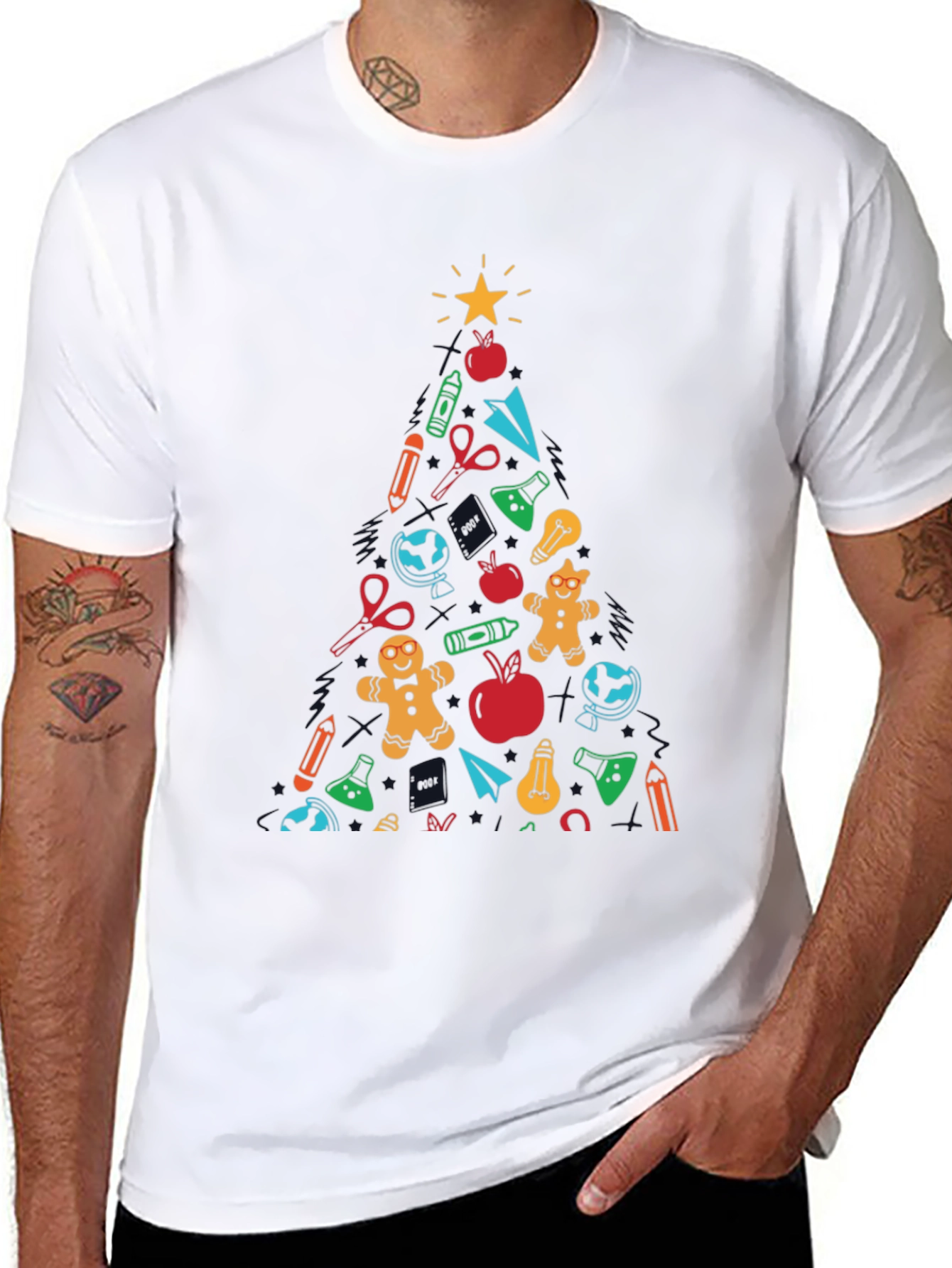 Festive Teacher Christmas Tree Graphic Tee