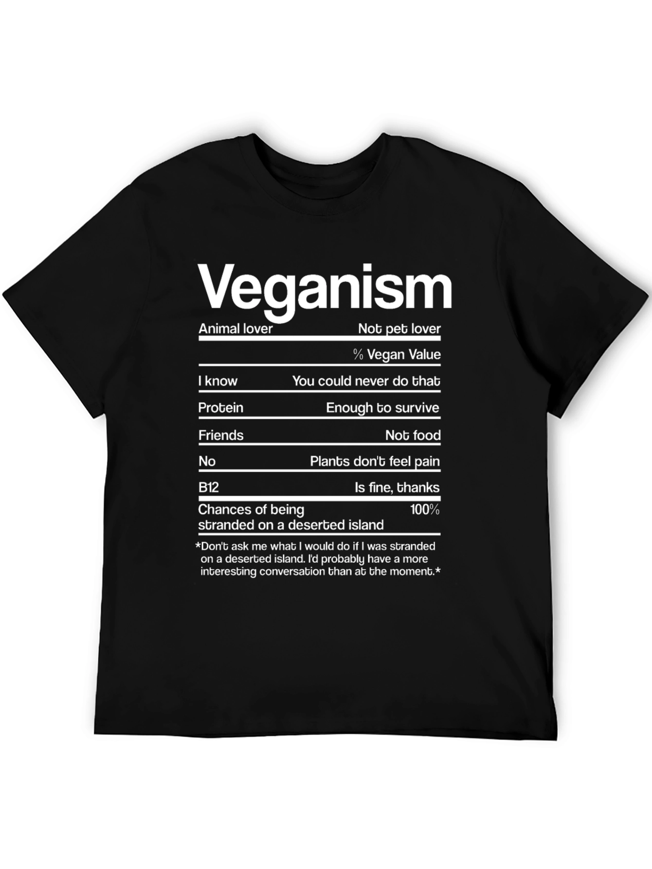 Vegan Nutrition Facts Funny T-Shirt