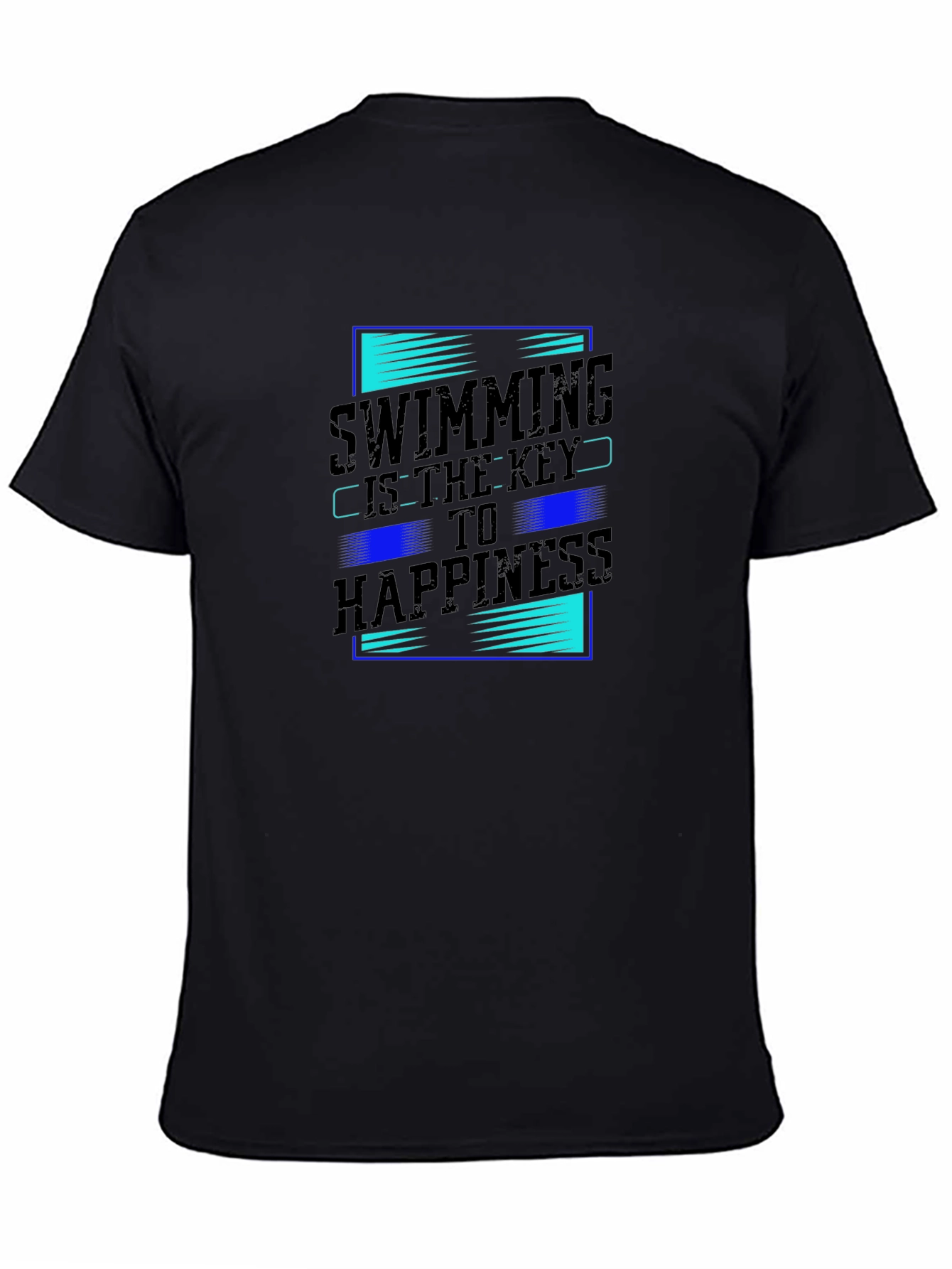 Swimming Key to Happiness Black Graphic Tee
