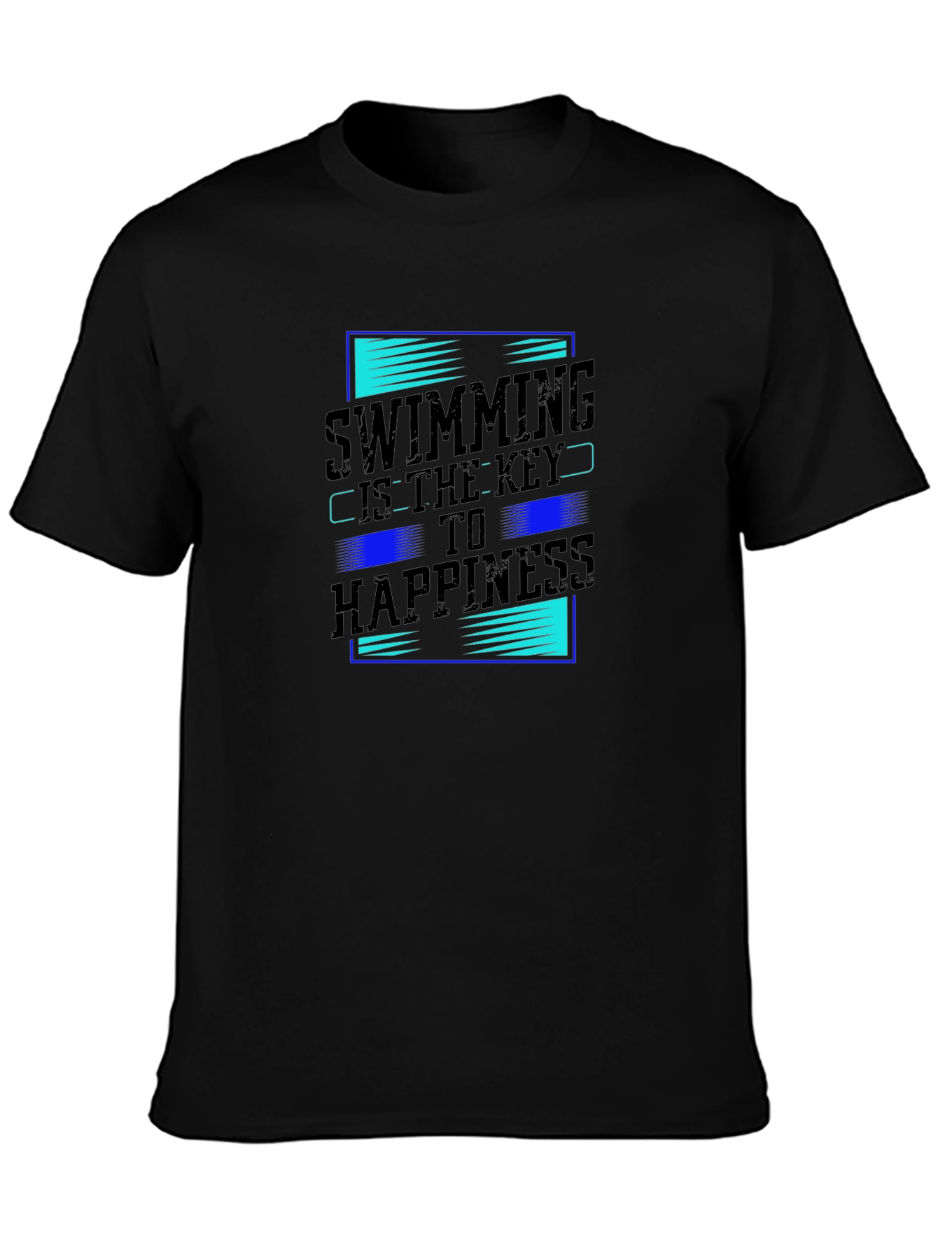 Swimming Key to Happiness Black Graphic Tee