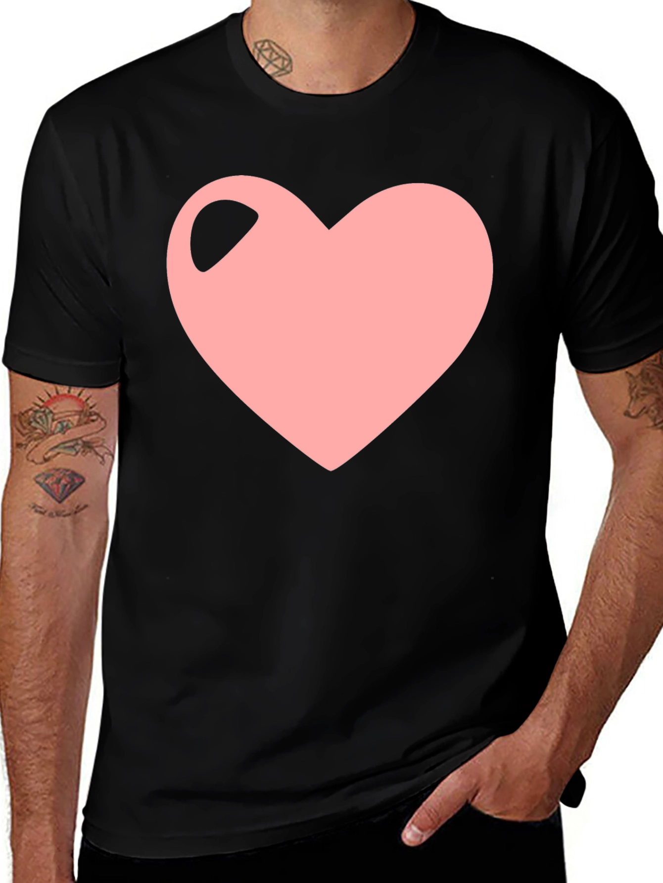 Heart Graphic Black T-Shirt - Trendy Casual Wear