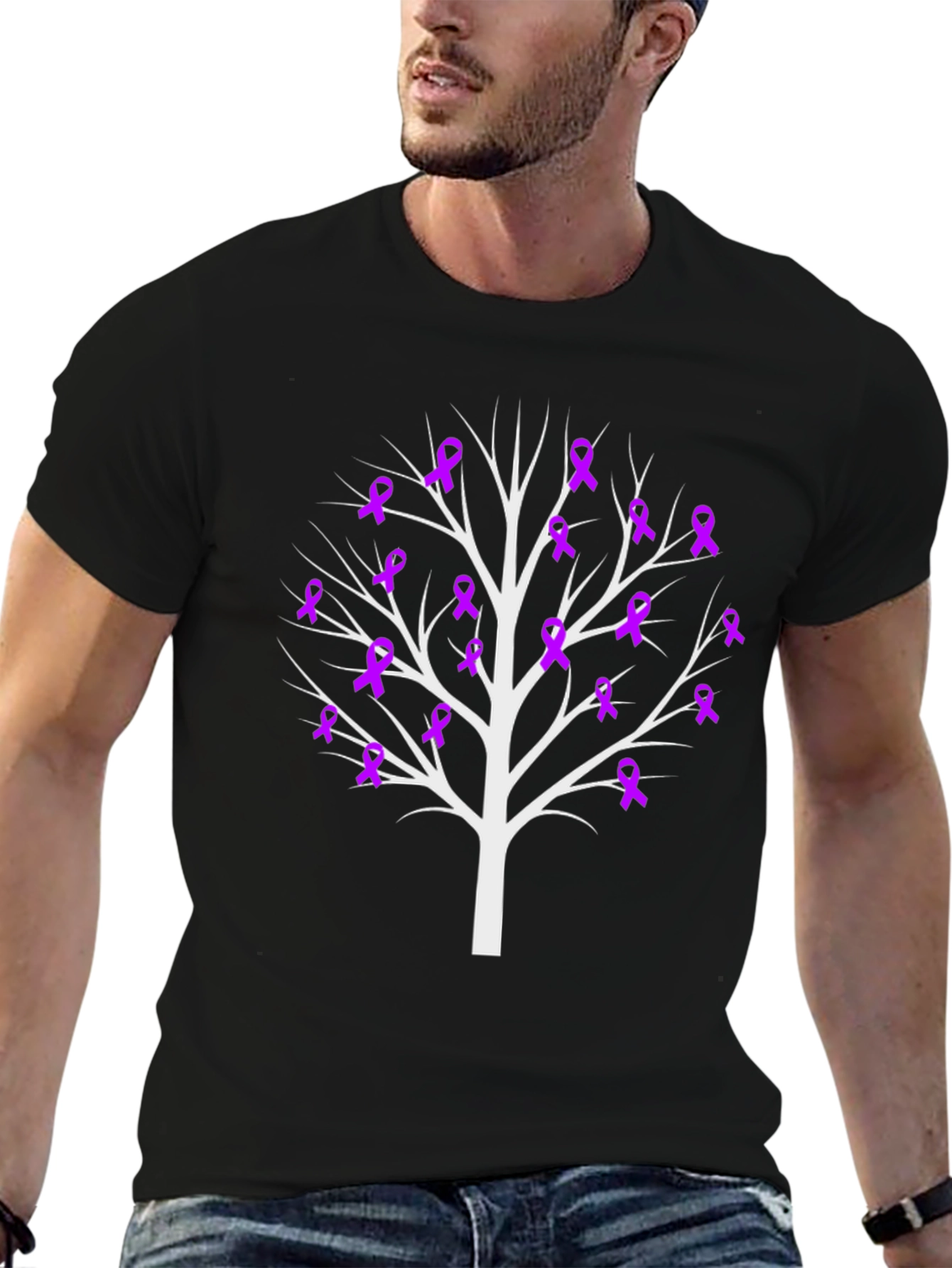 Awareness Ribbon Tree Black Tee