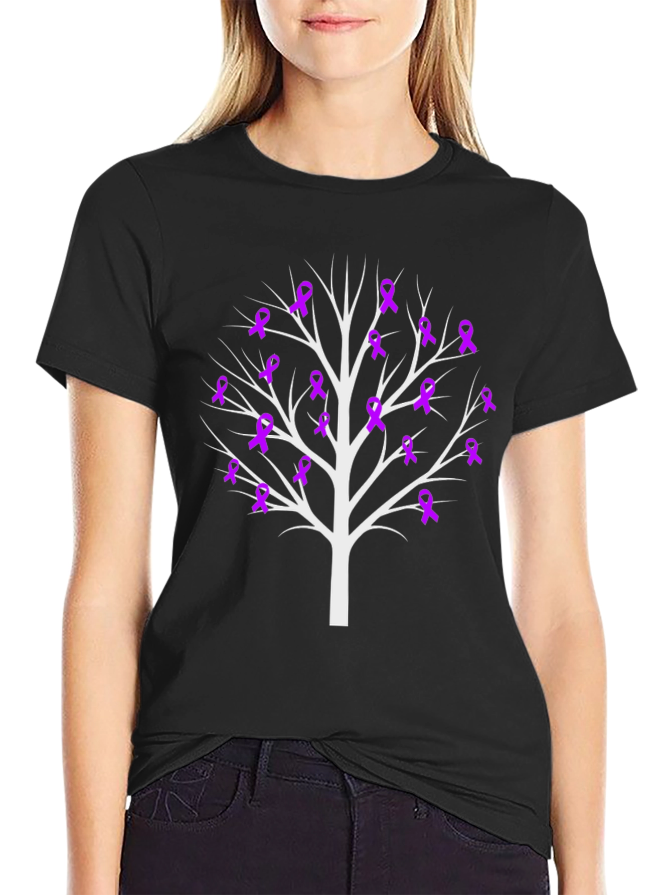Awareness Ribbon Tree Black Tee
