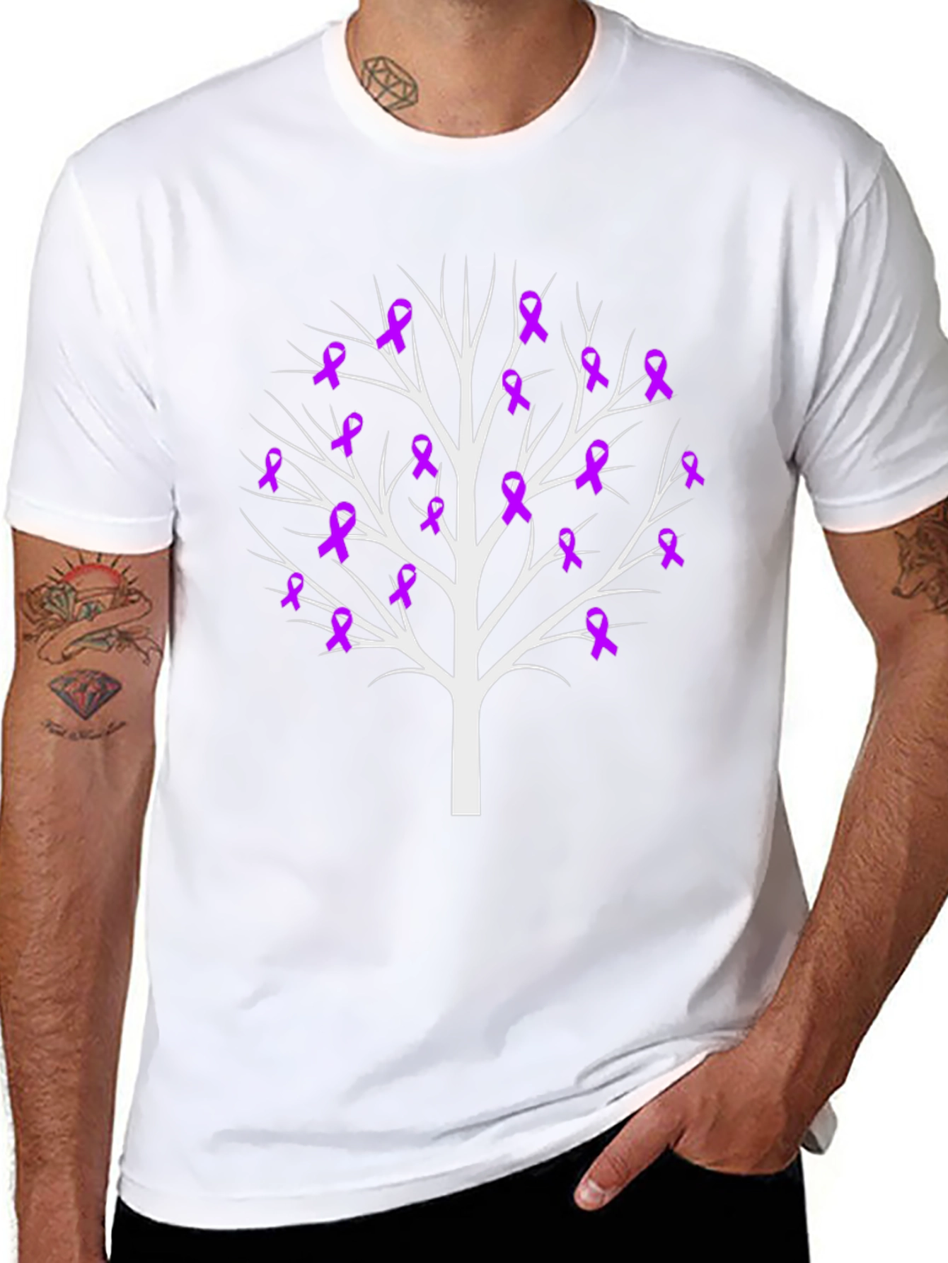 Awareness Ribbon Tree Black Tee