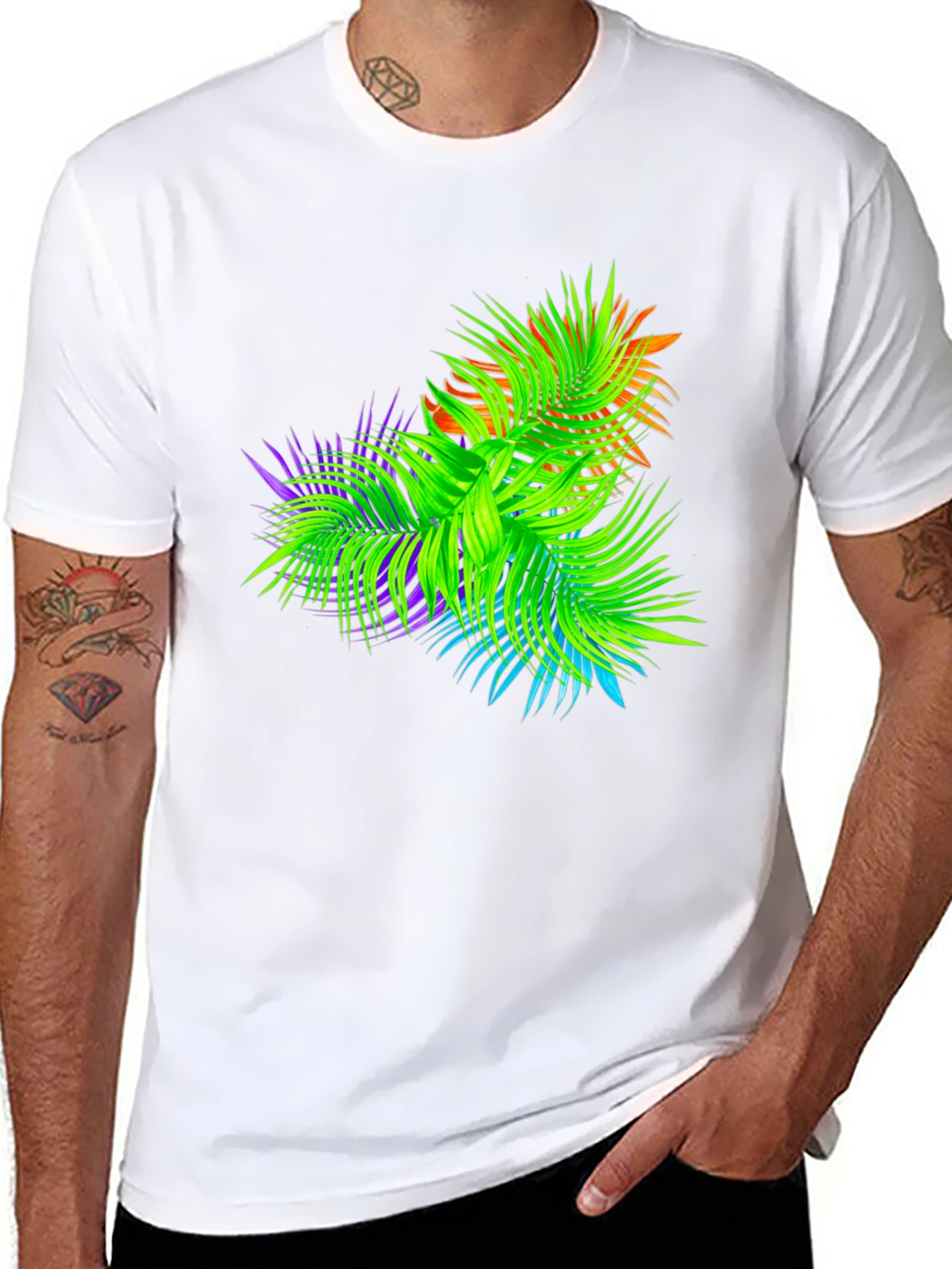 Tropical Palms Black Graphic T-Shirt
