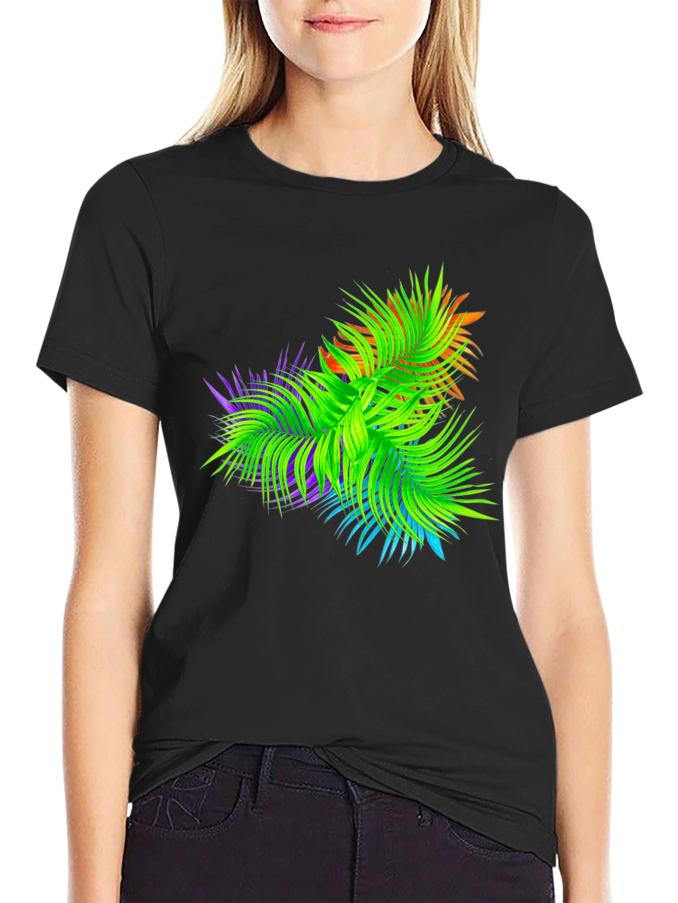 Tropical Palms Black Graphic T-Shirt