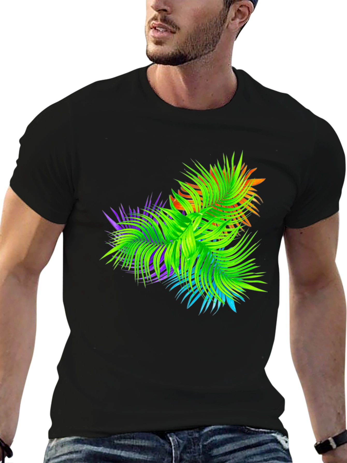 Tropical Palms Black Graphic T-Shirt