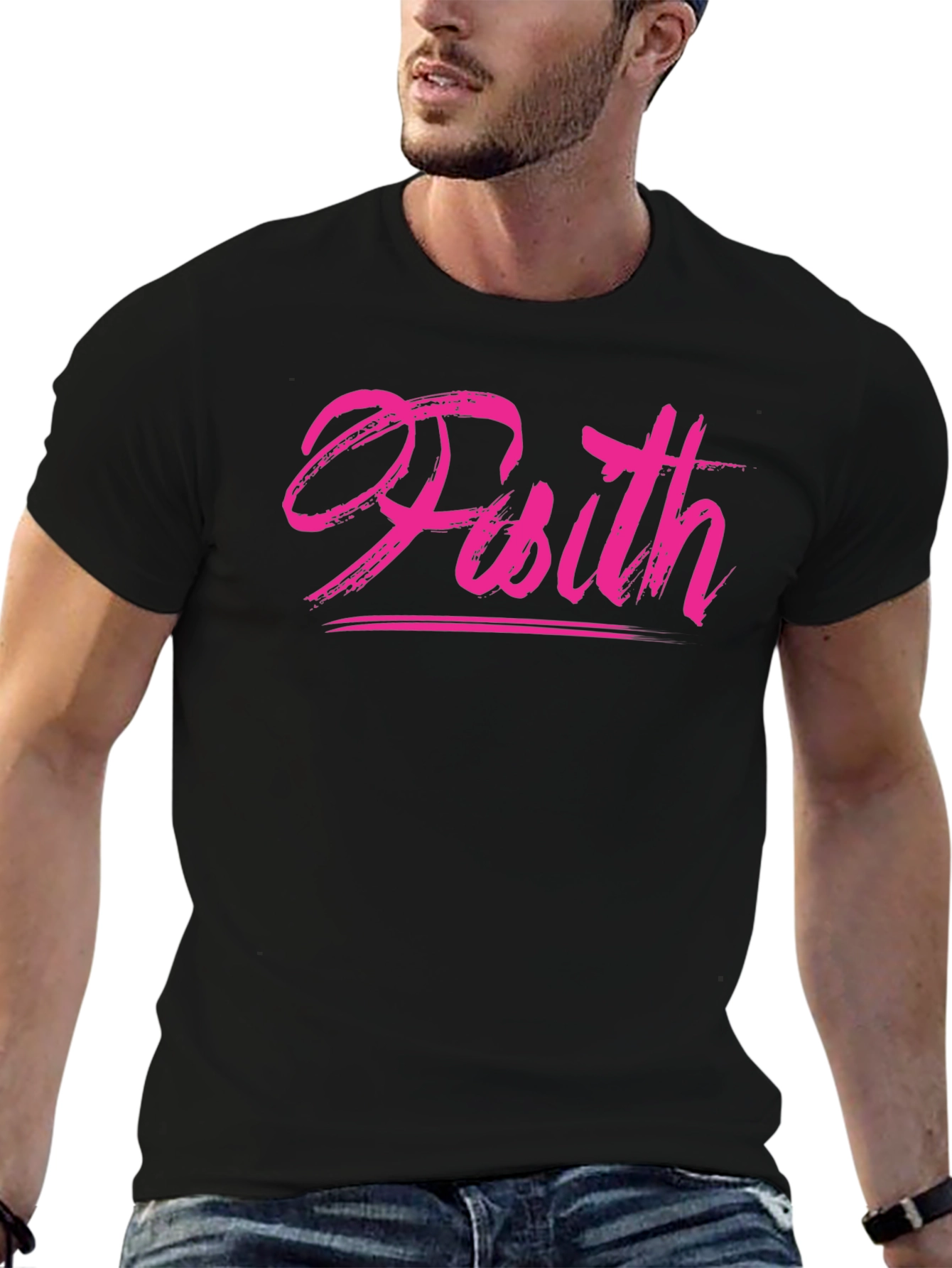 Faith Brush Script Black T-Shirt