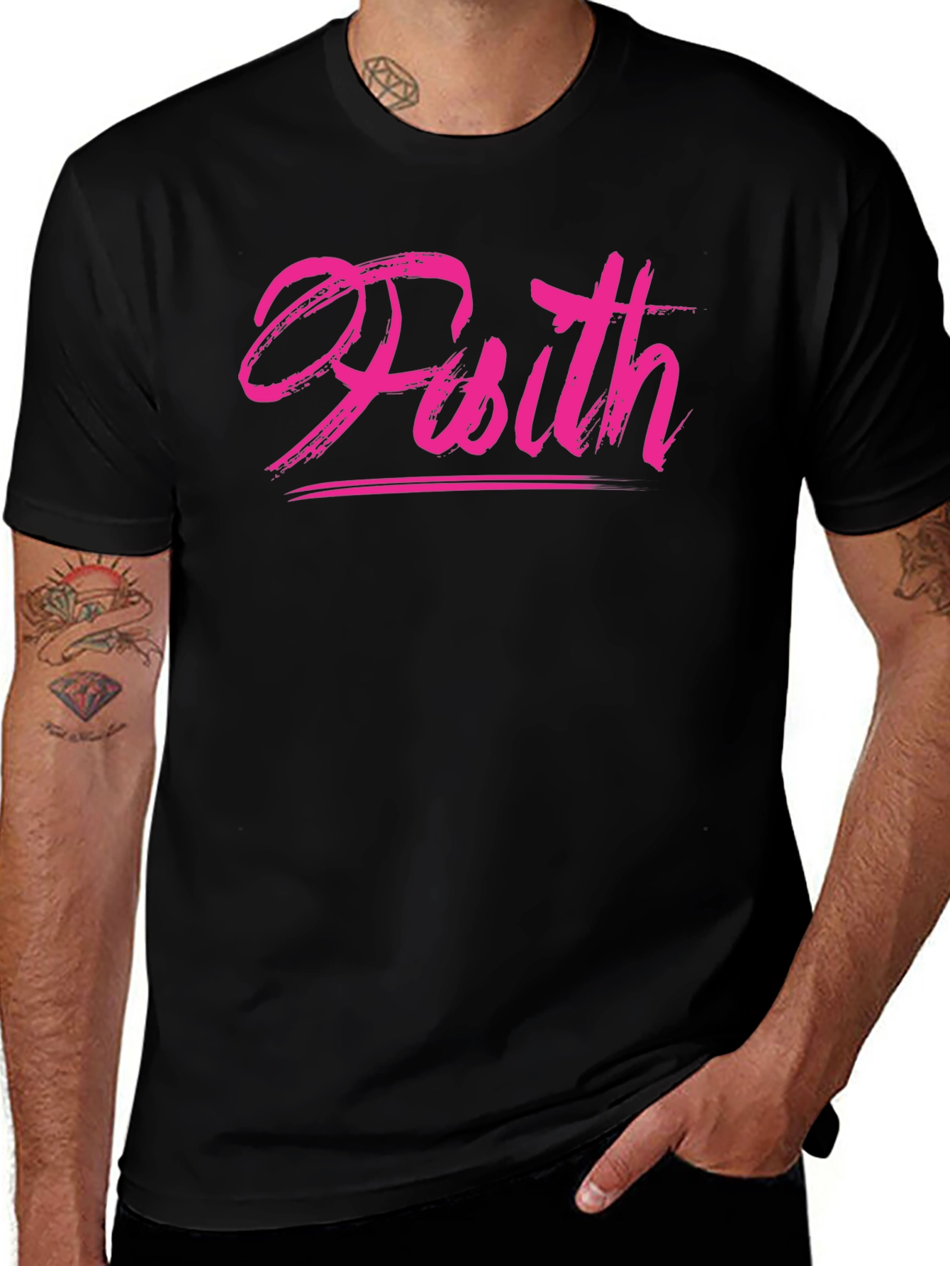 Faith Brush Script Black T-Shirt