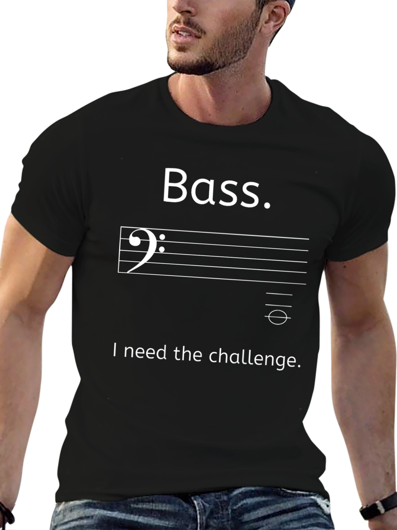 Bass Clef Music T-Shirt - I Need the Challenge