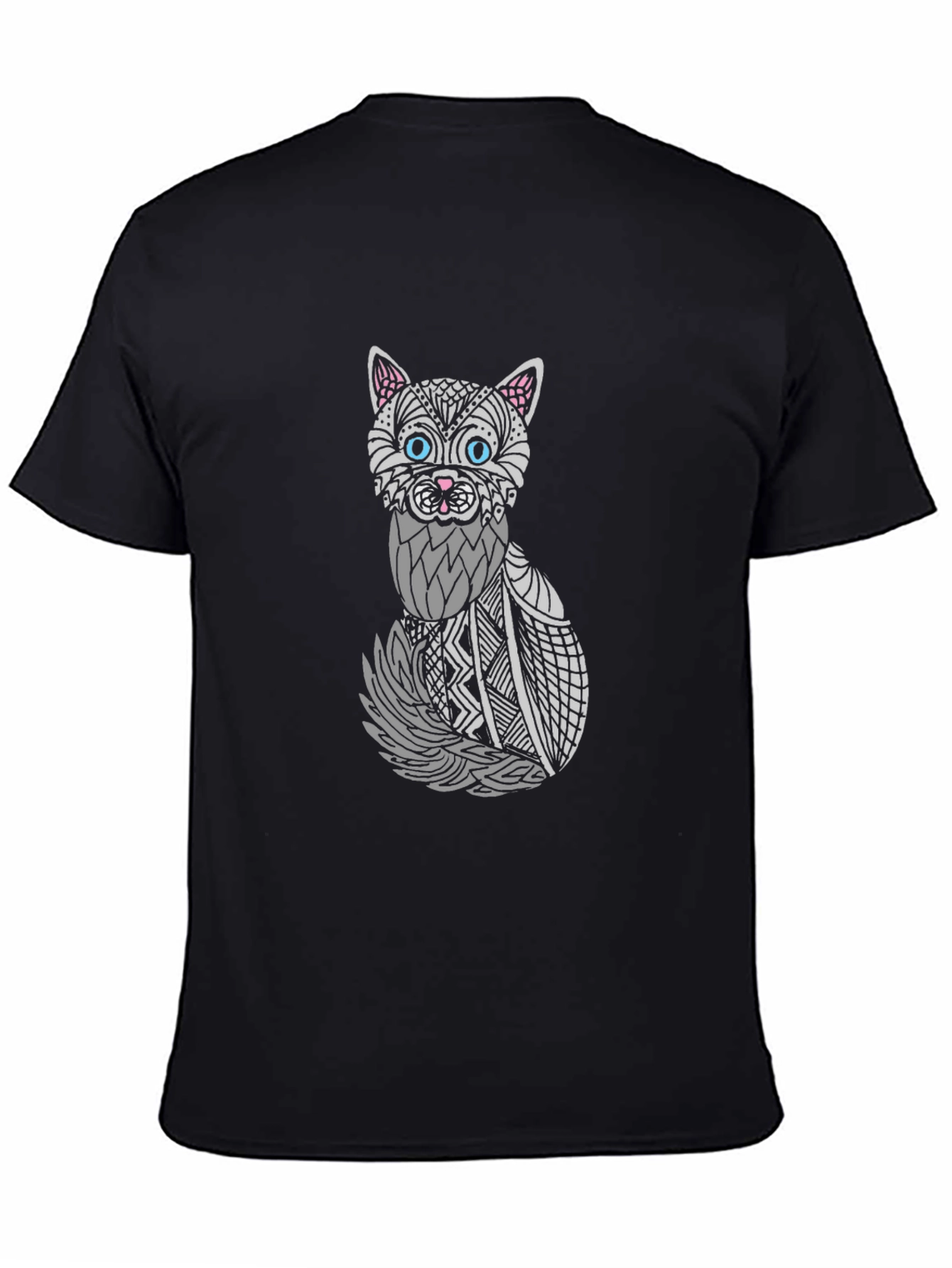 Abstract Cat Graphic T-Shirt - Unisex Black Tee