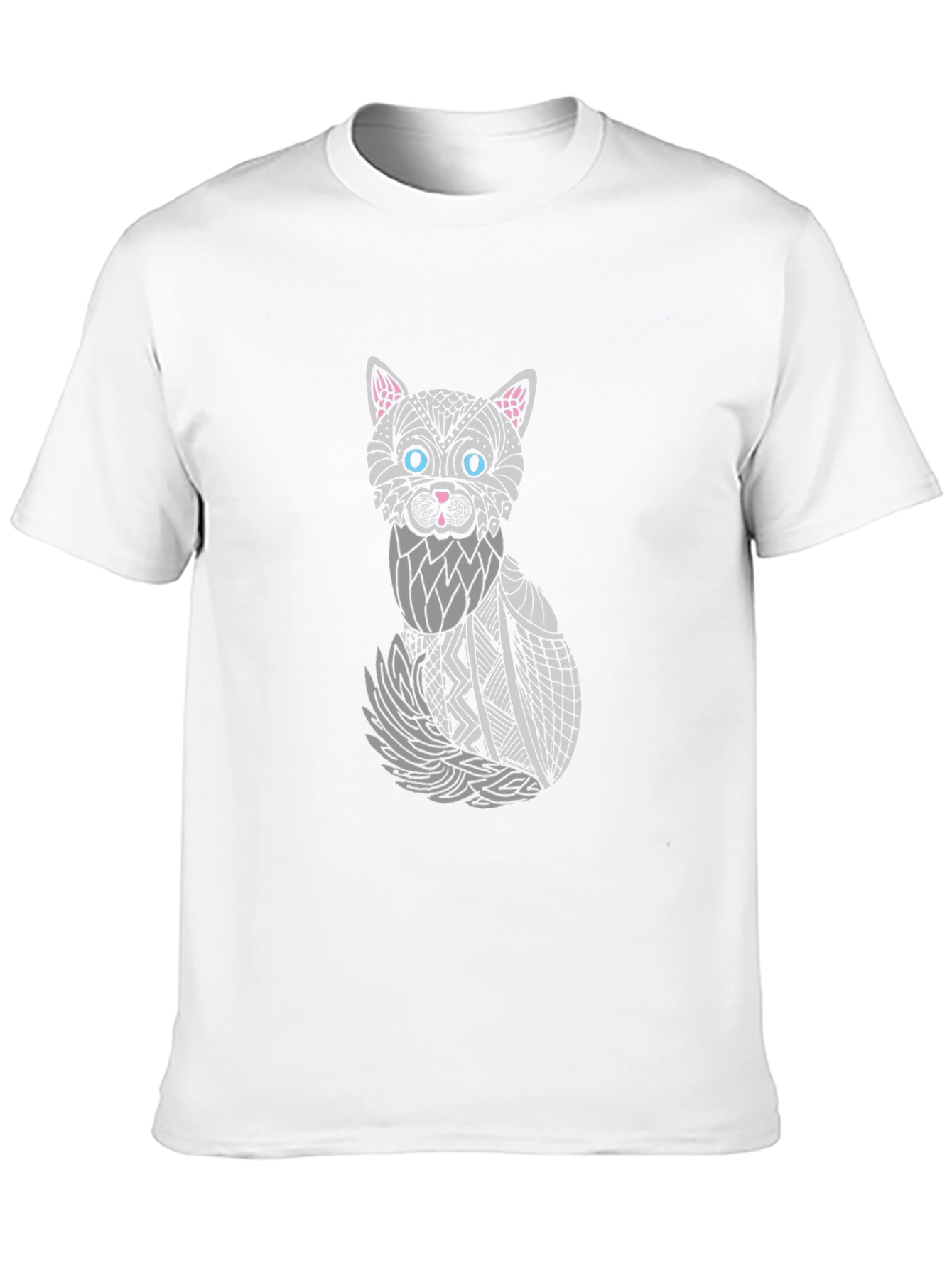 Abstract Cat Graphic T-Shirt - Unisex Black Tee