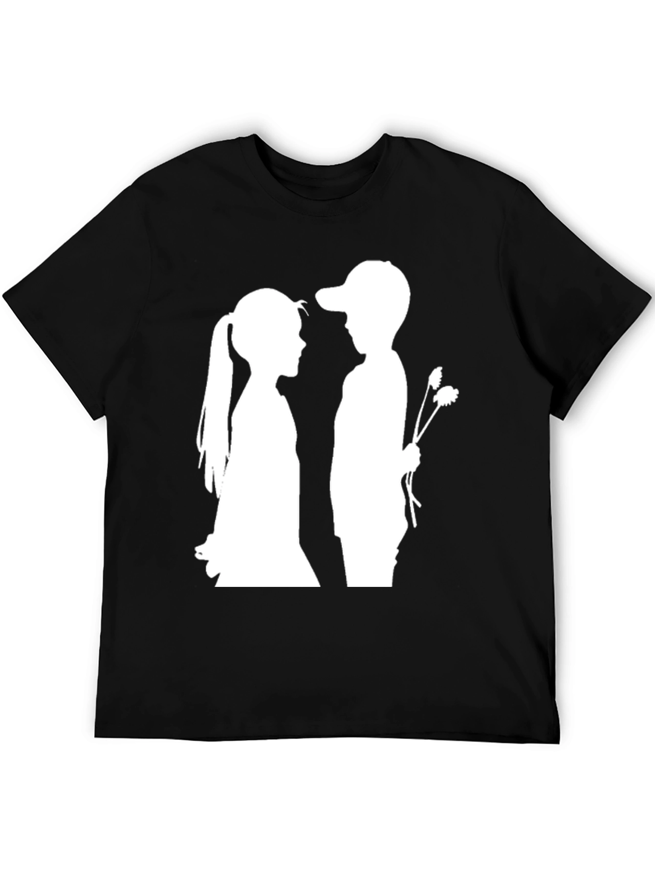 Boy and Girl Silhouette Graphic Tee - Black
