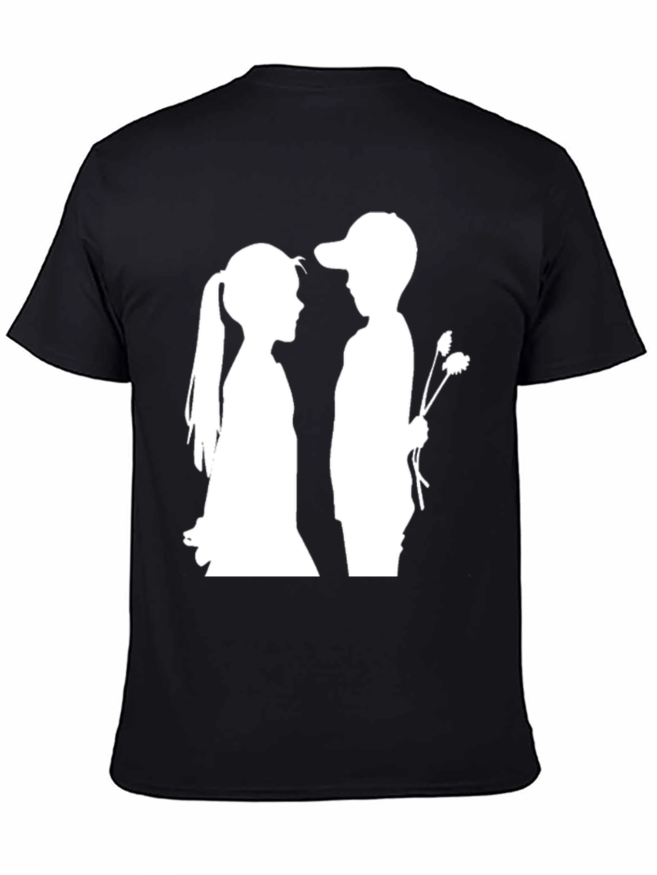 Boy and Girl Silhouette Graphic Tee - Black