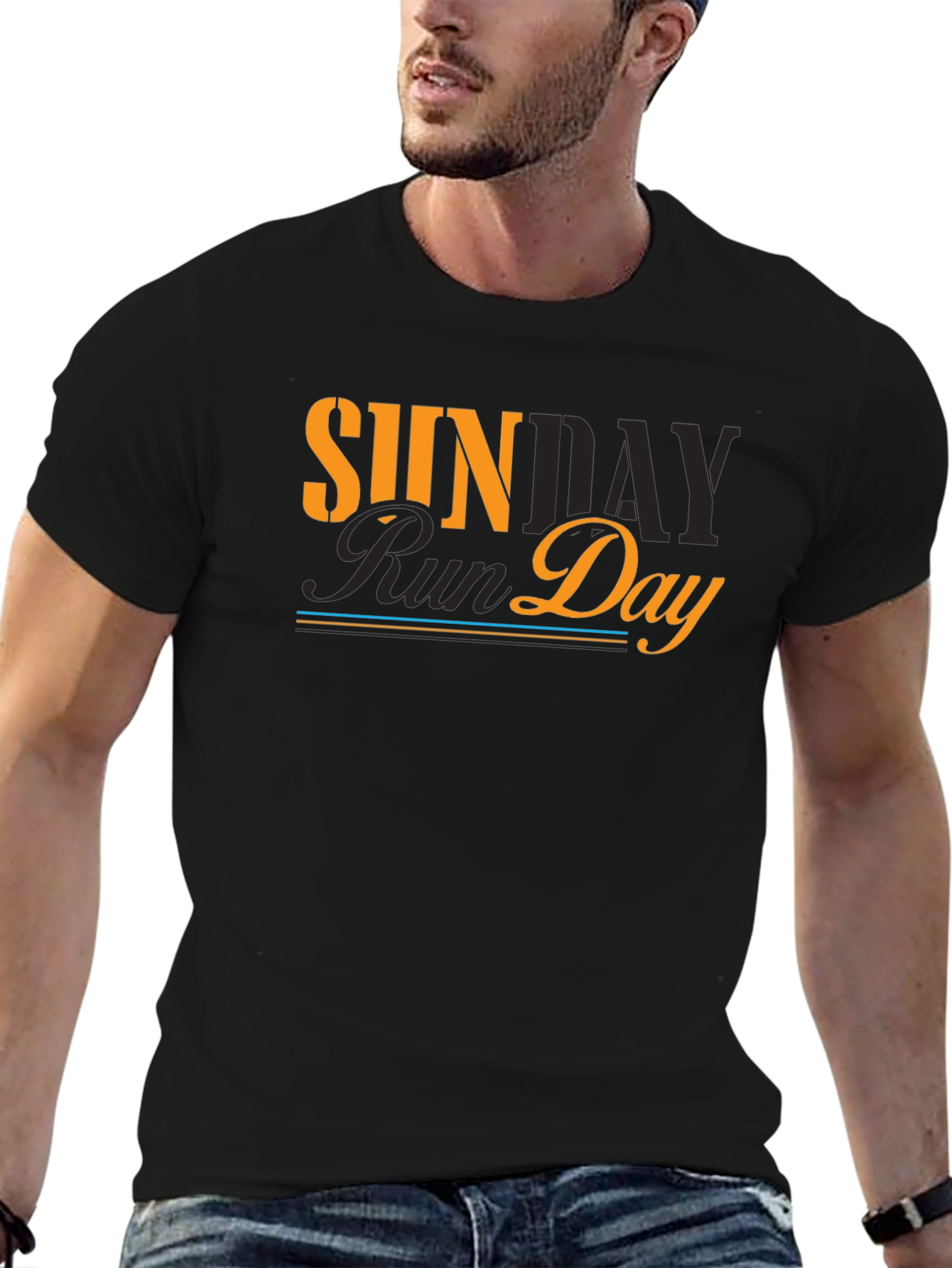 Sunday Run Day Graphic Tee - Black