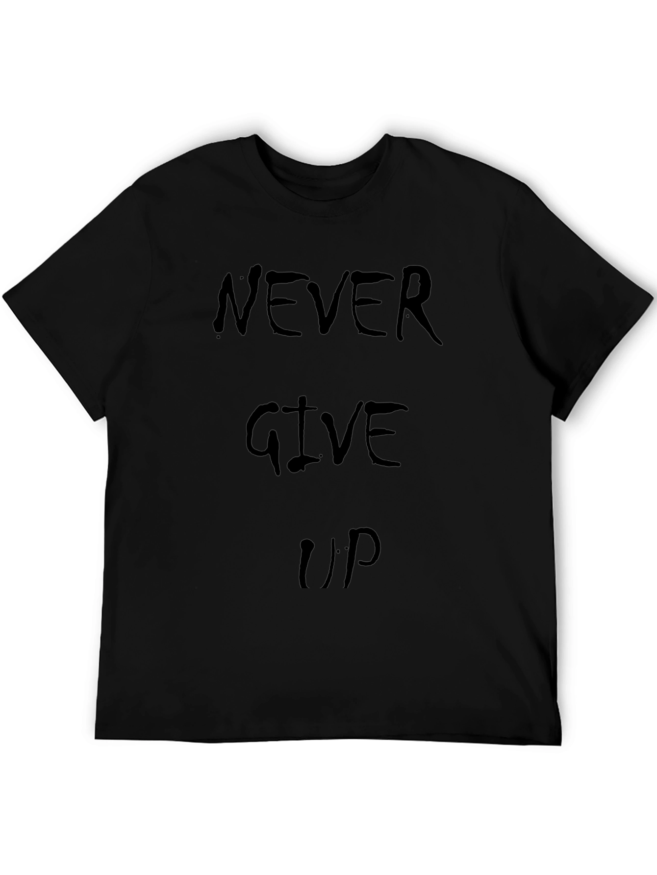 Inspirational Never Give Up Graphic Tee - Mens Black