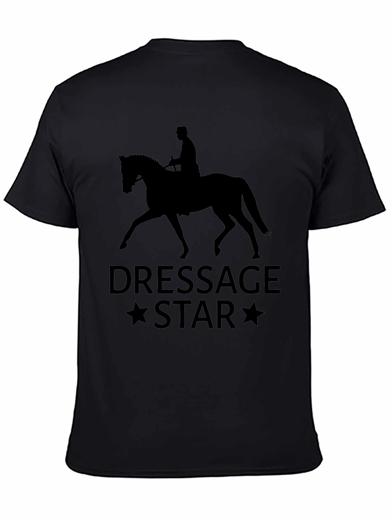 Dressage Star Black T-Shirt - Equestrian Style