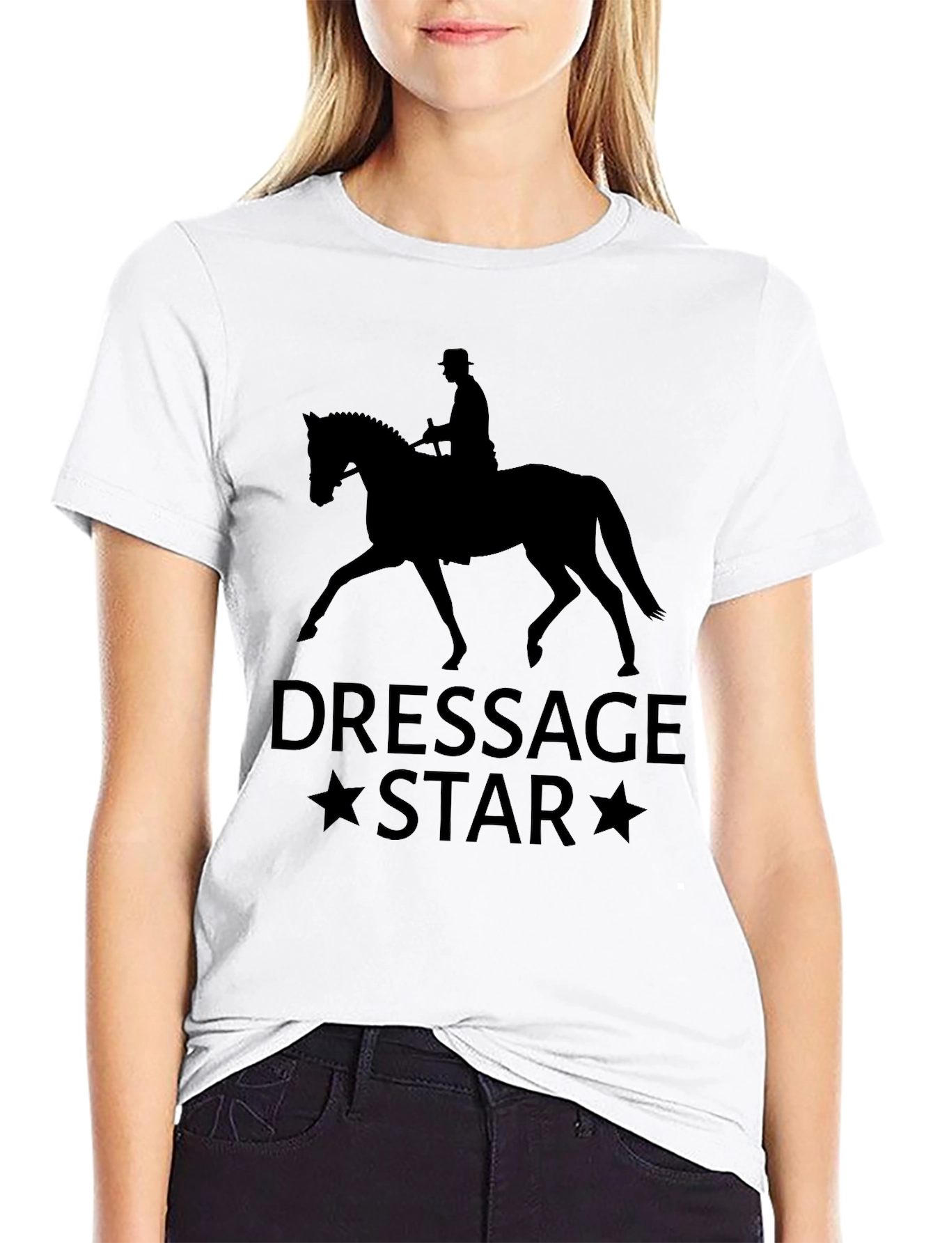 Dressage Star Black T-Shirt - Equestrian Style