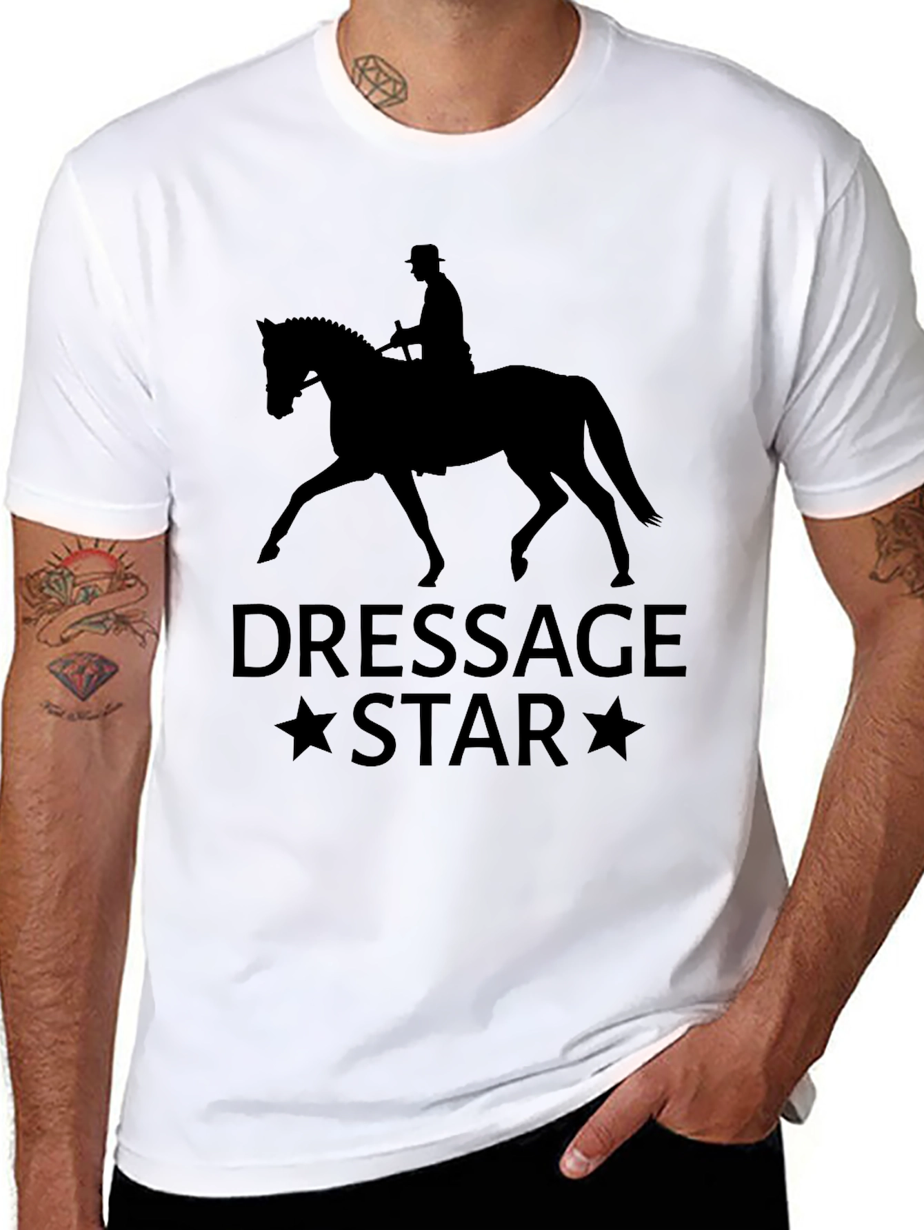 Dressage Star Black T-Shirt - Equestrian Style