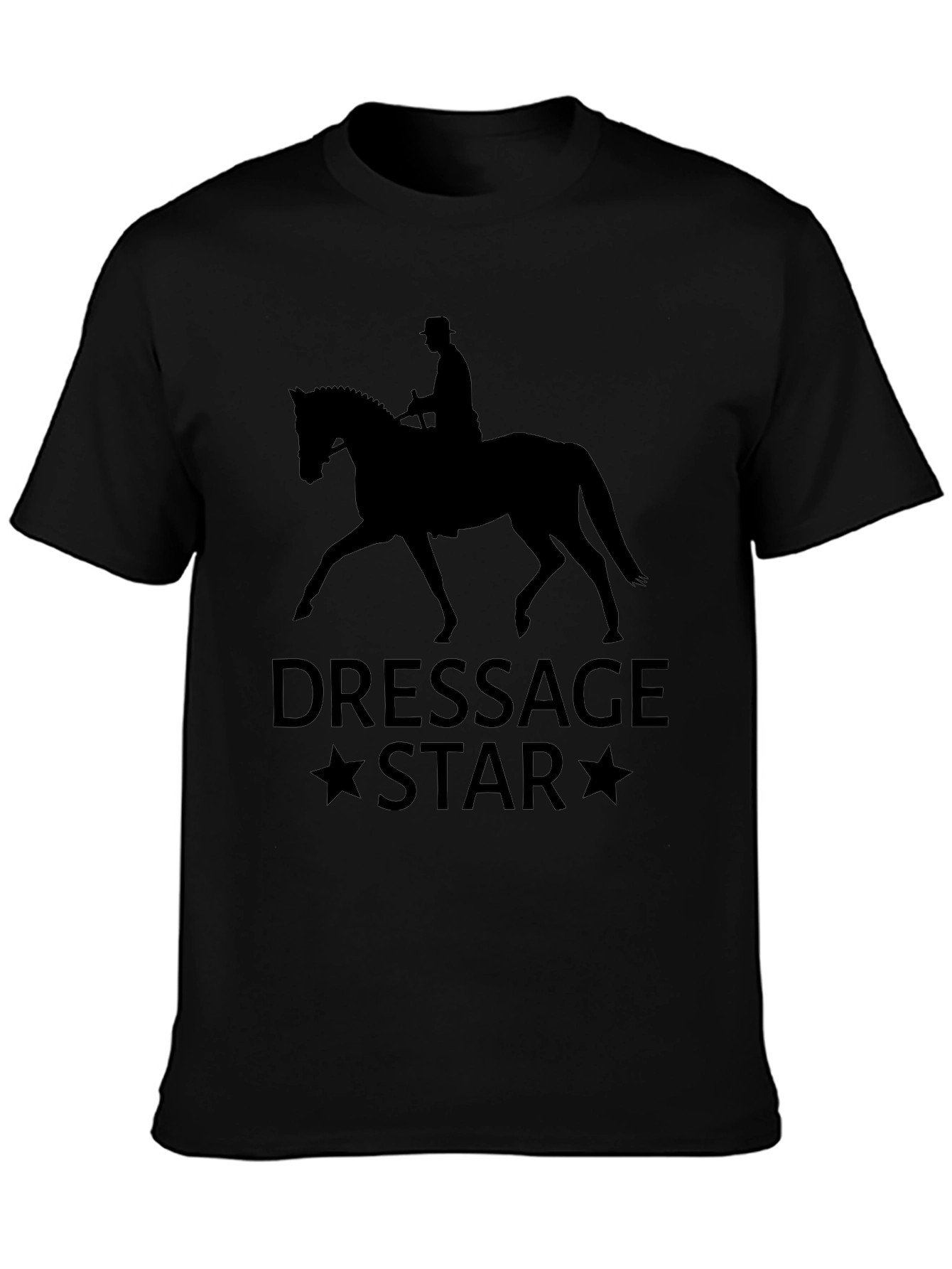 Dressage Star Black T-Shirt - Equestrian Style