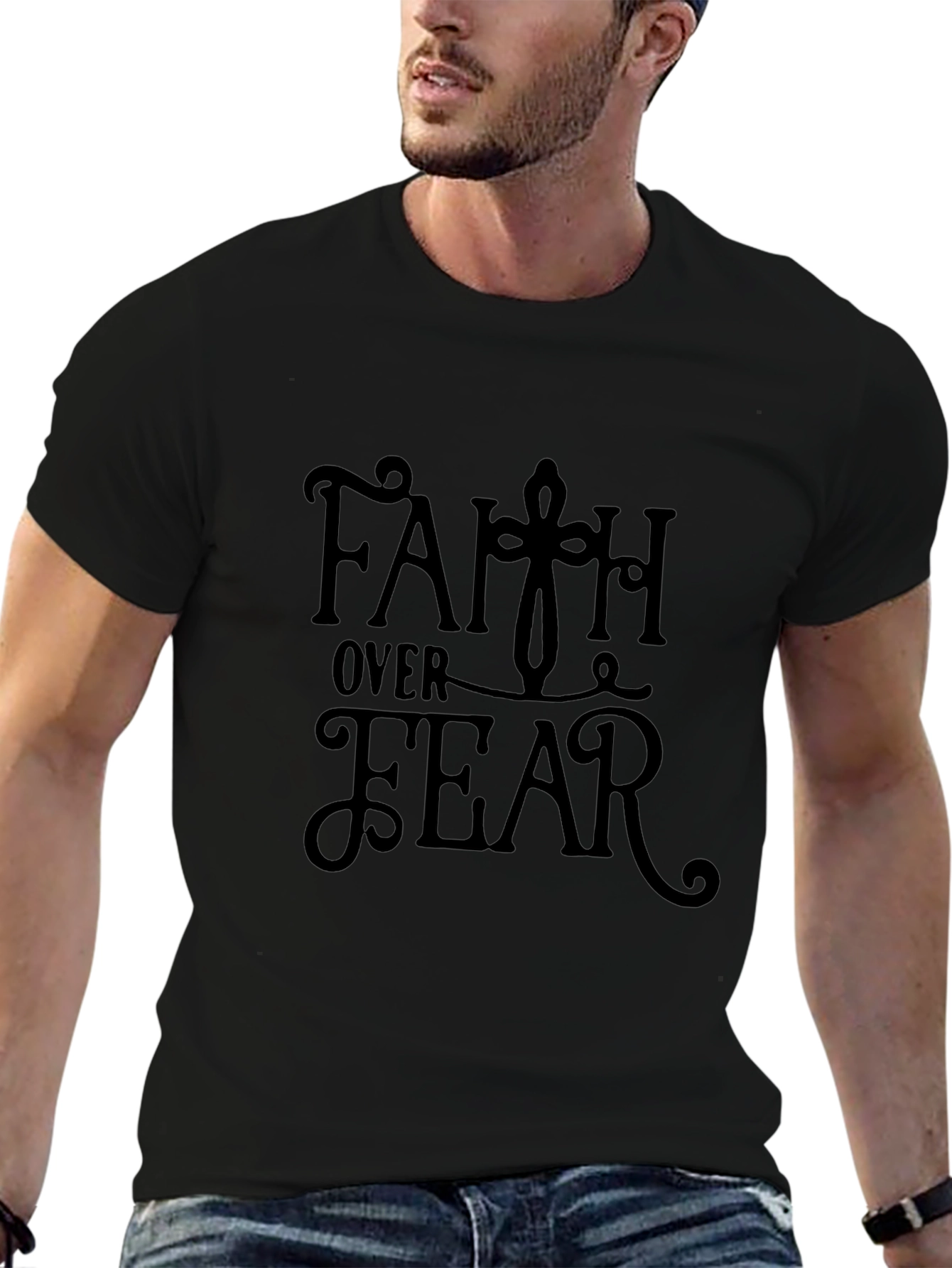 Faith Over Fear Black Graphic Tee