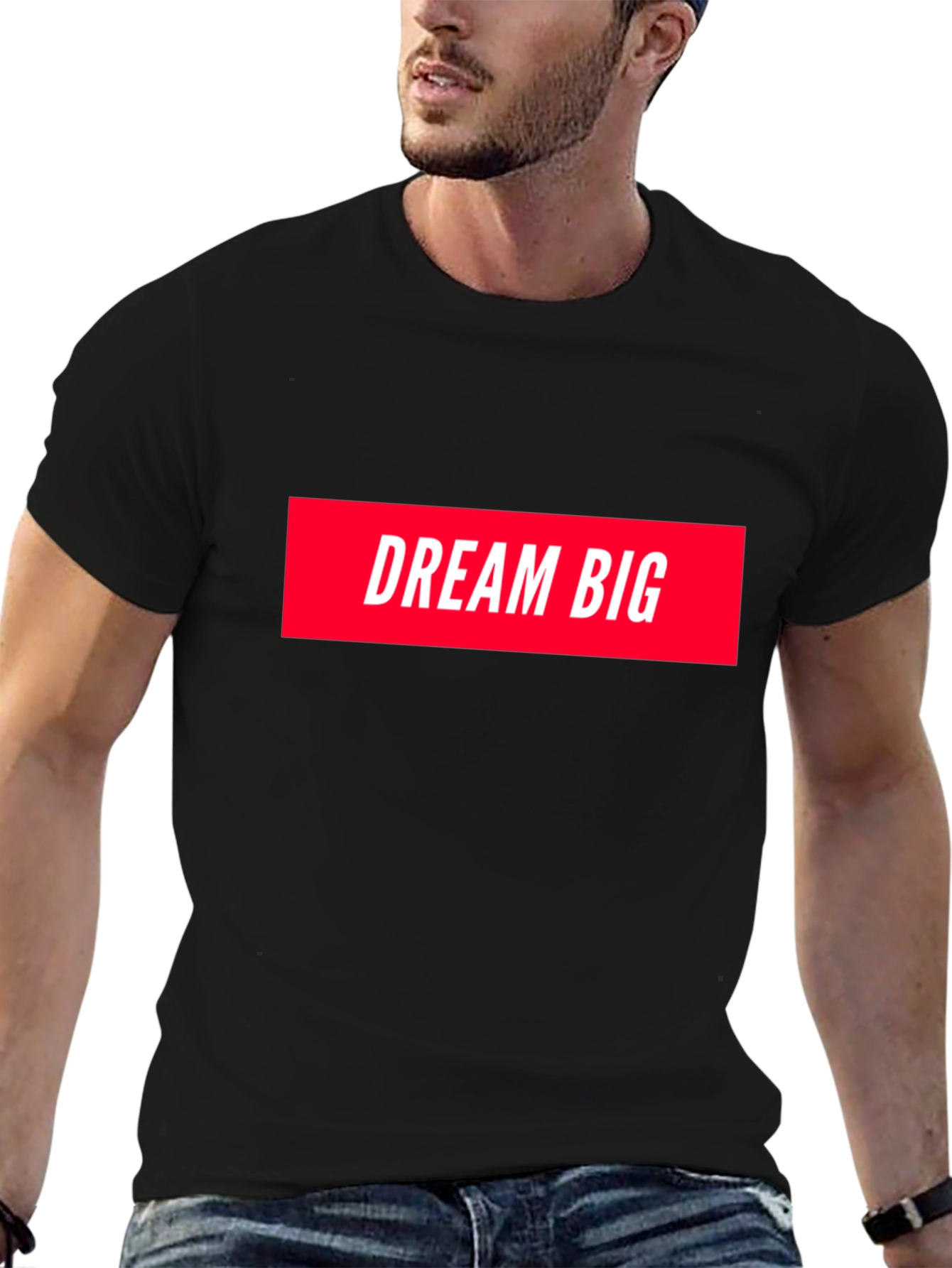 Dream Big Graphic Tee - Black Cotton T-Shirt