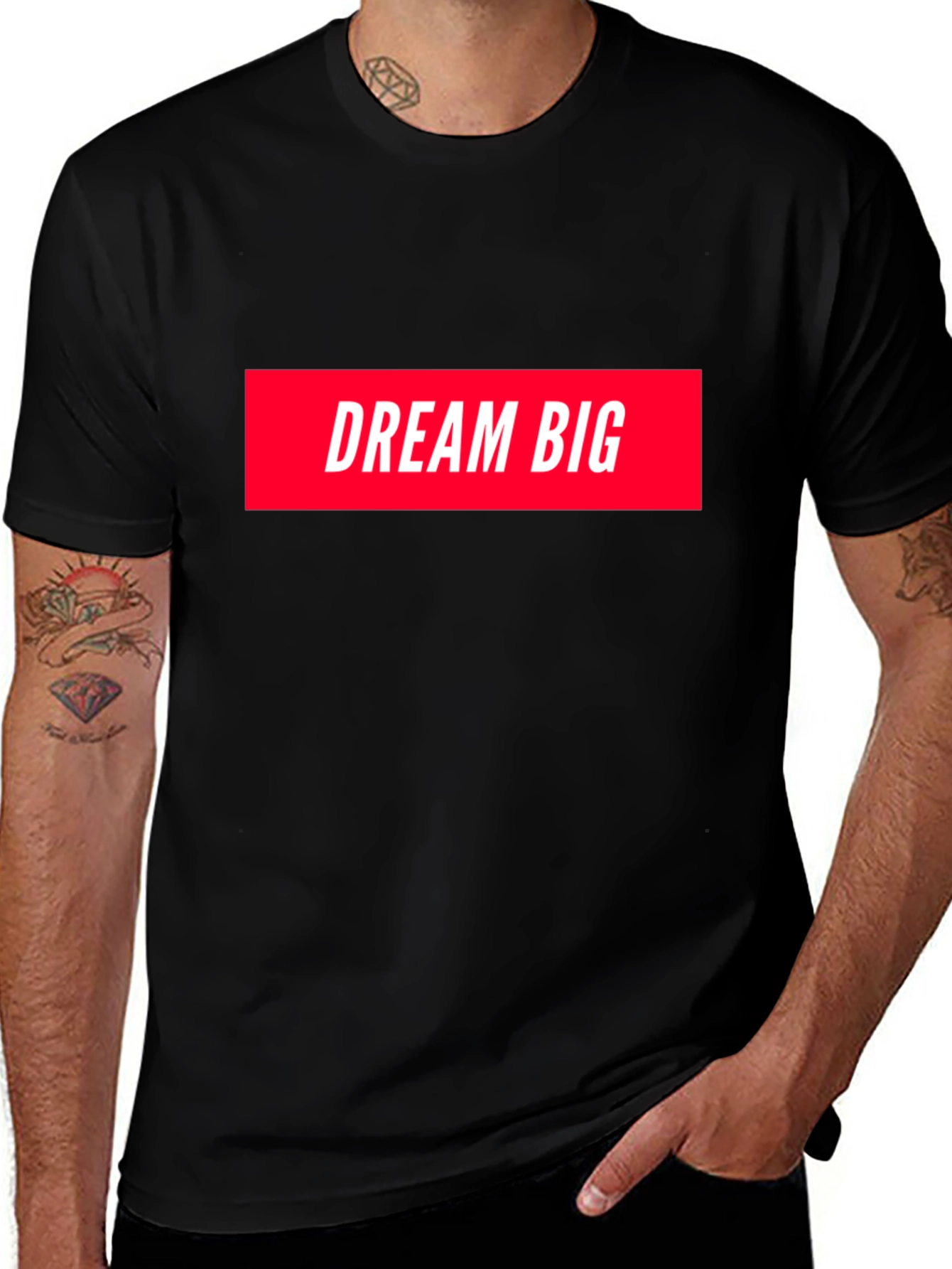 Dream Big Graphic Tee - Black Cotton T-Shirt