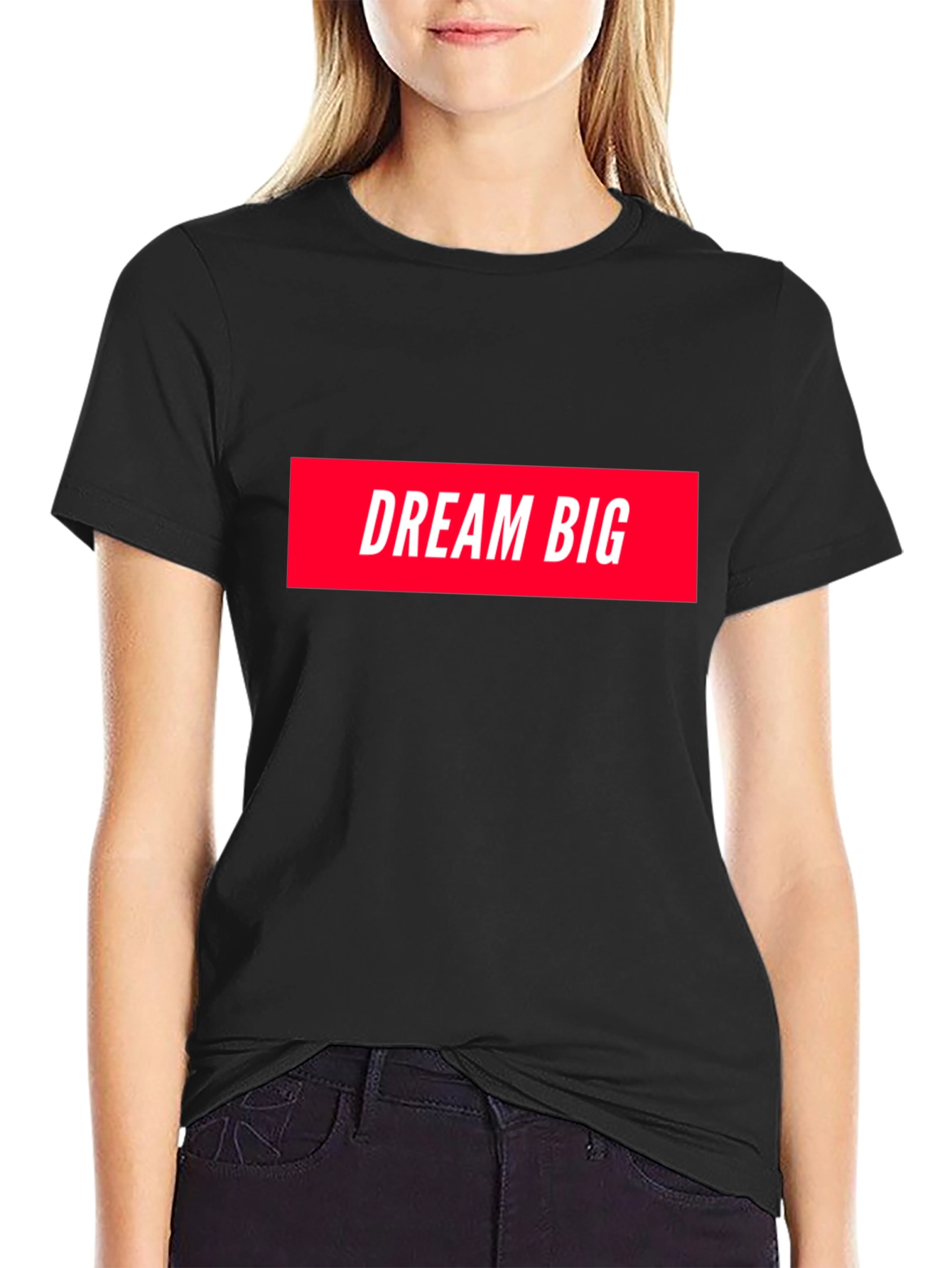 Dream Big Graphic Tee - Black Cotton T-Shirt