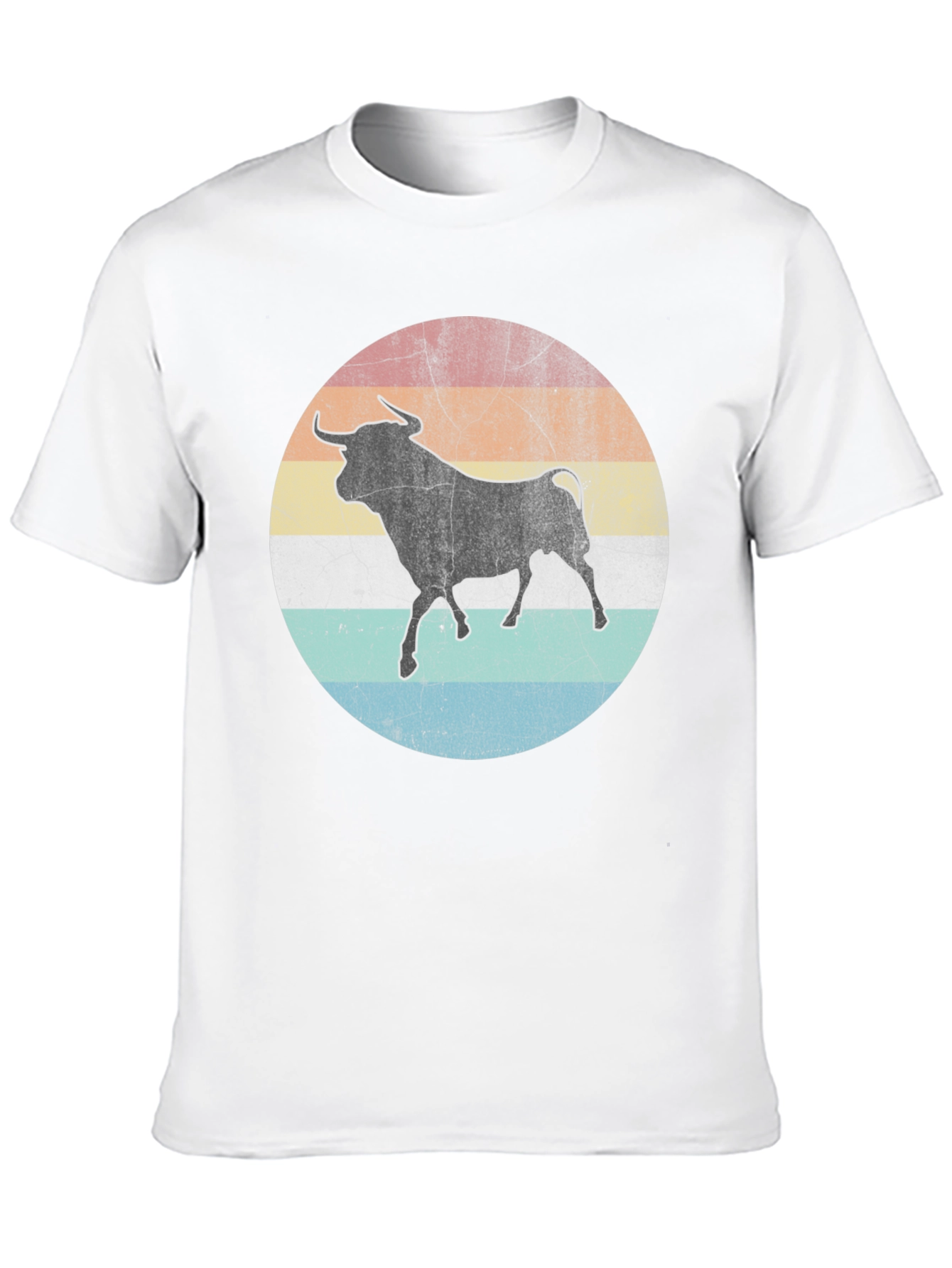 Retro Bull Graphic Tee - Black Cotton T-Shirt