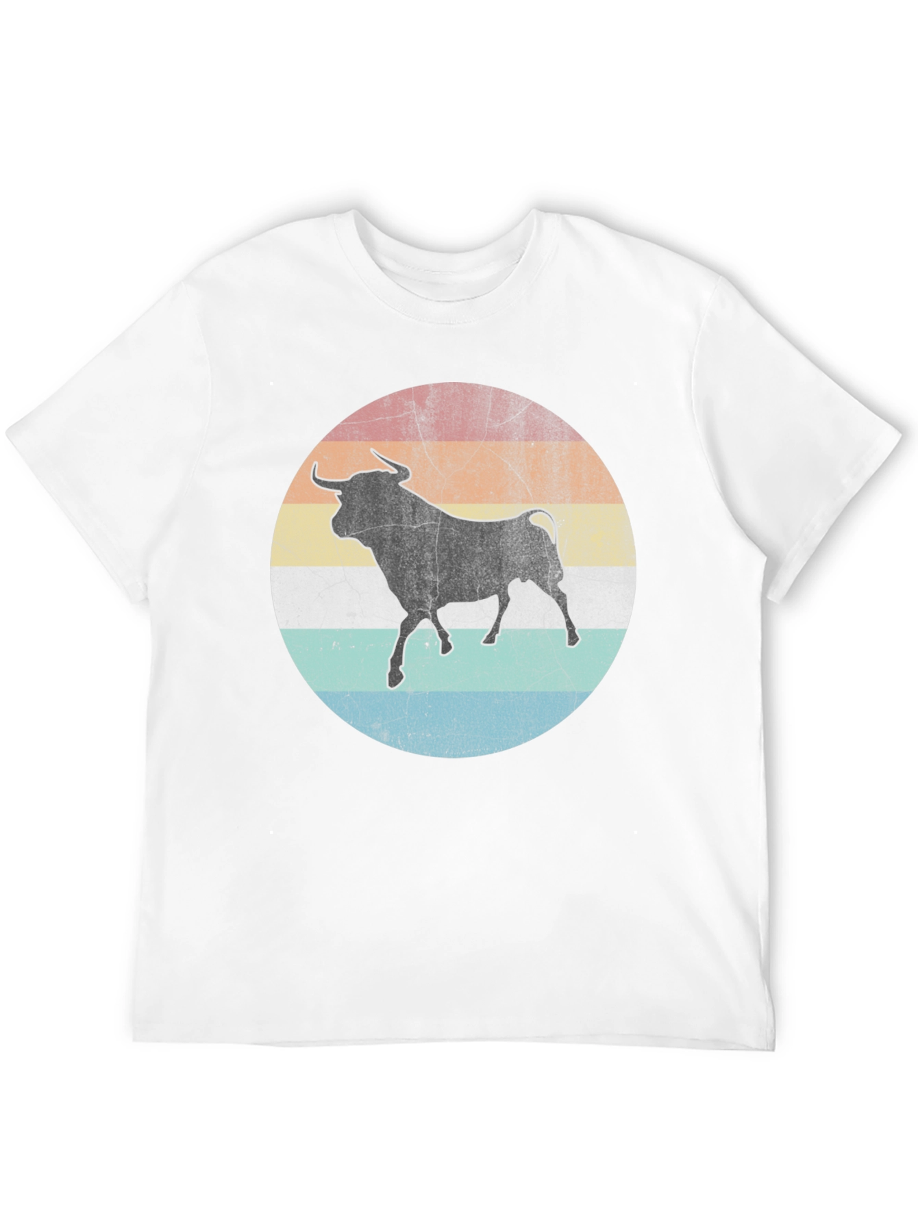 Retro Bull Graphic Tee - Black Cotton T-Shirt