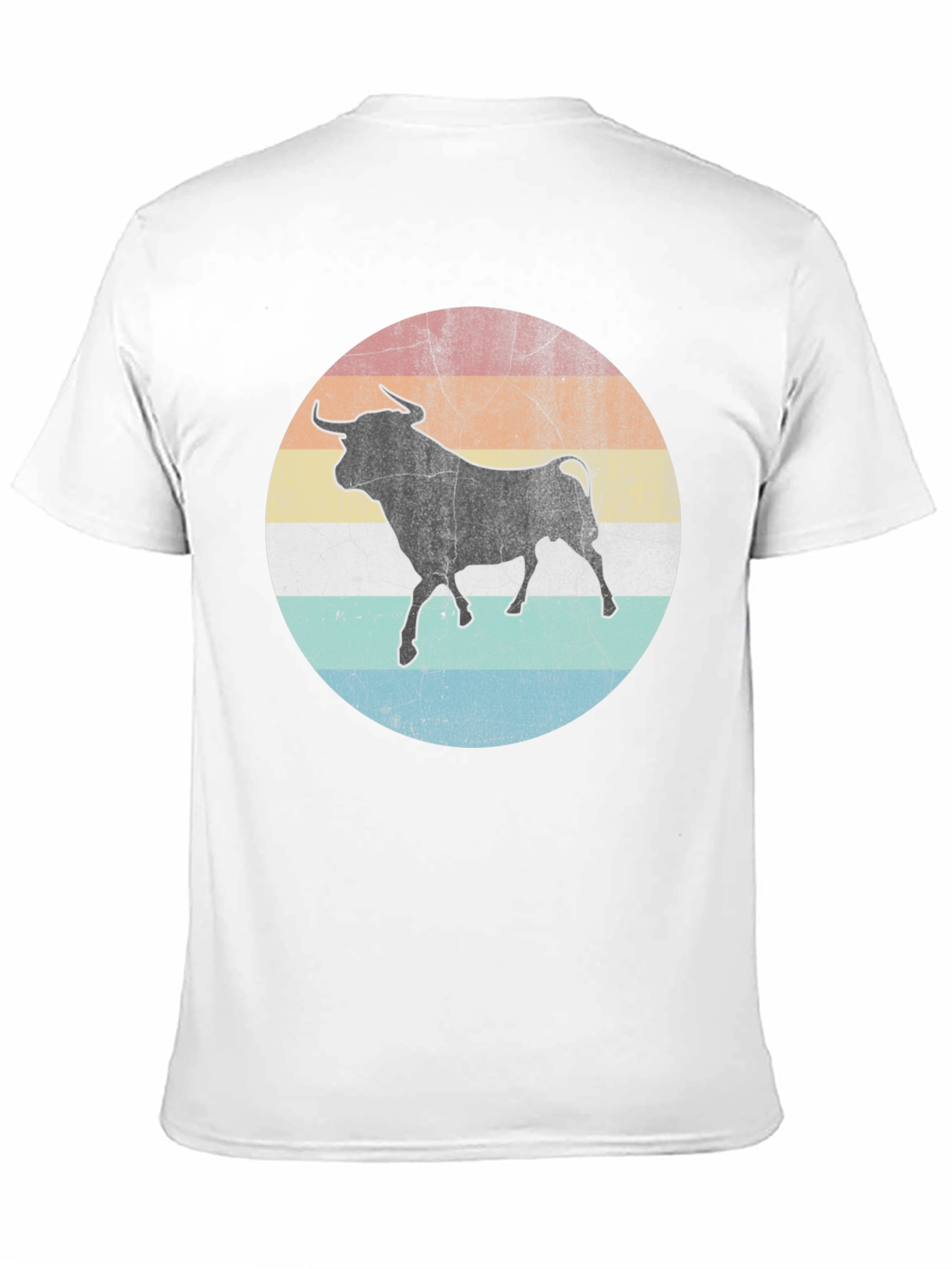 Retro Bull Graphic Tee - Black Cotton T-Shirt